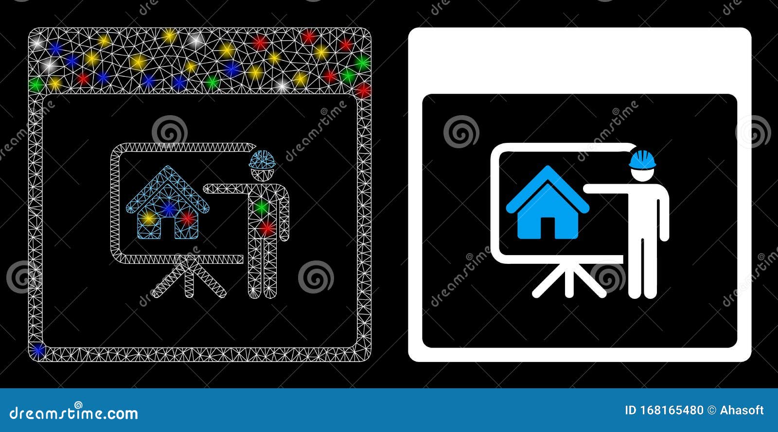 Glossy Mesh 2D Realty Developer Calendar Page Icon with Flare Spots 向量
