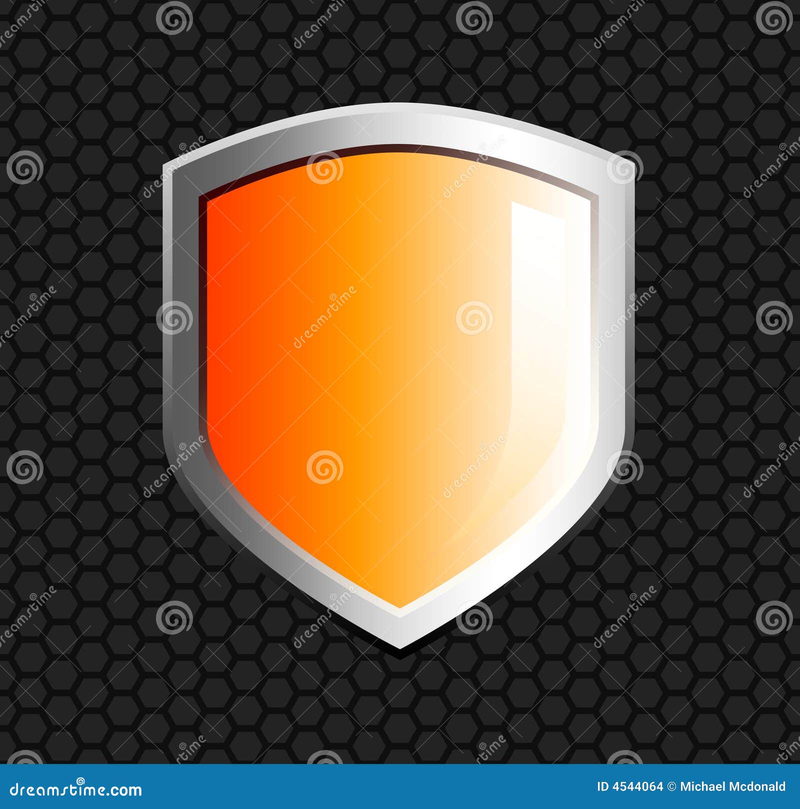 Glossy orange shield stock vector. Illustration of defense 4544064