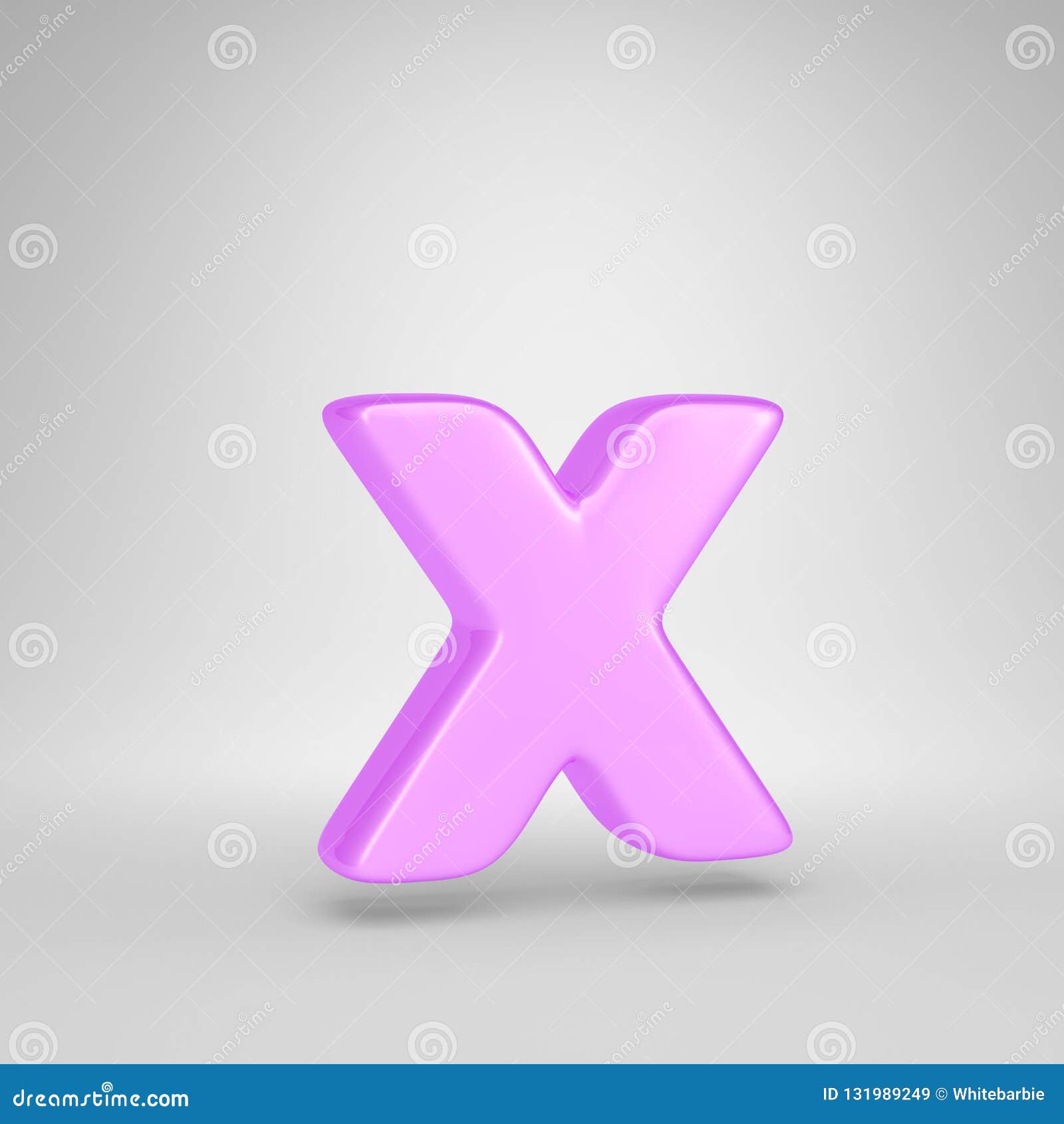 Glossy Pink Bubble Gum Letter X Lowercase Isolated on White Background Stock Illustration