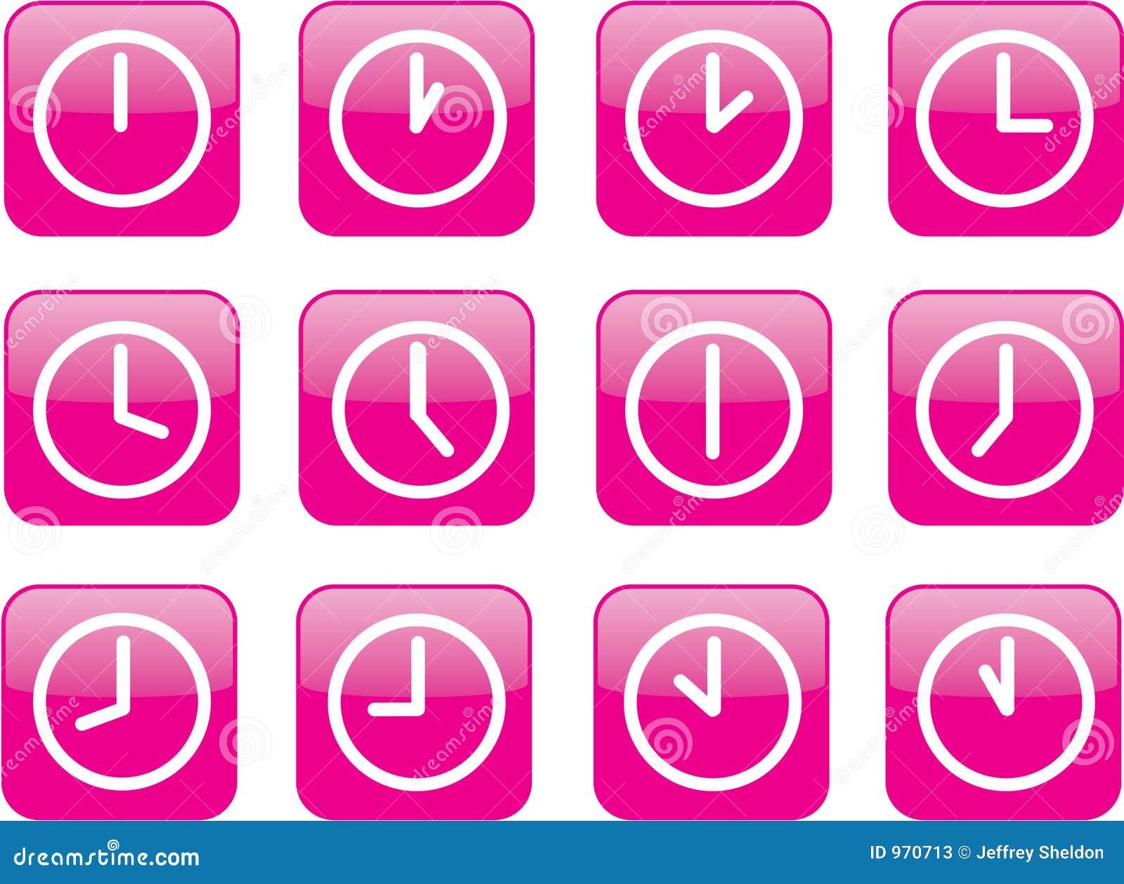 Glossy pink clocks stock vector. Illustration of eleven 970713