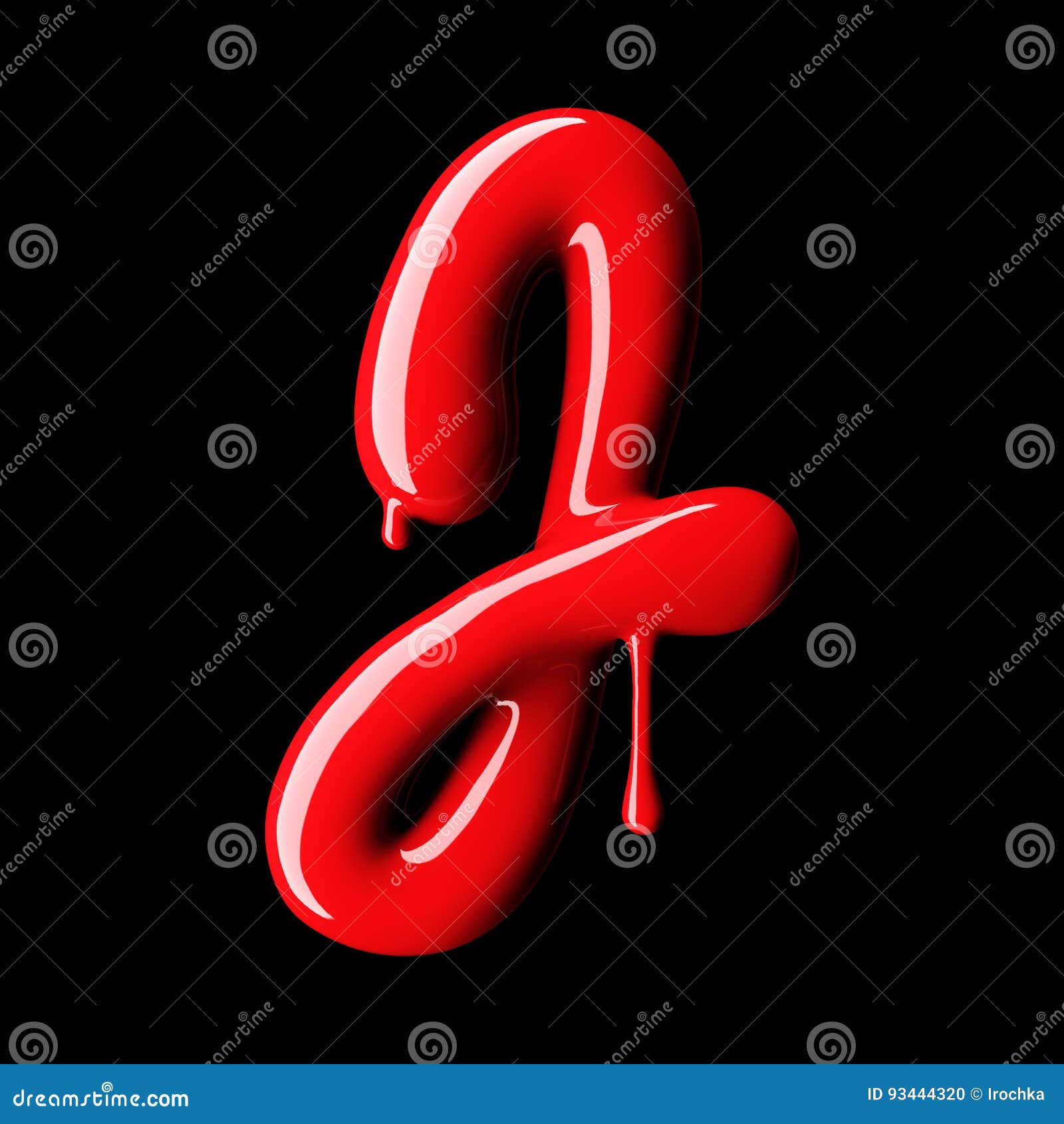 Glossy Red Letter J Uppercase. 3D Rendering Stock Illustration