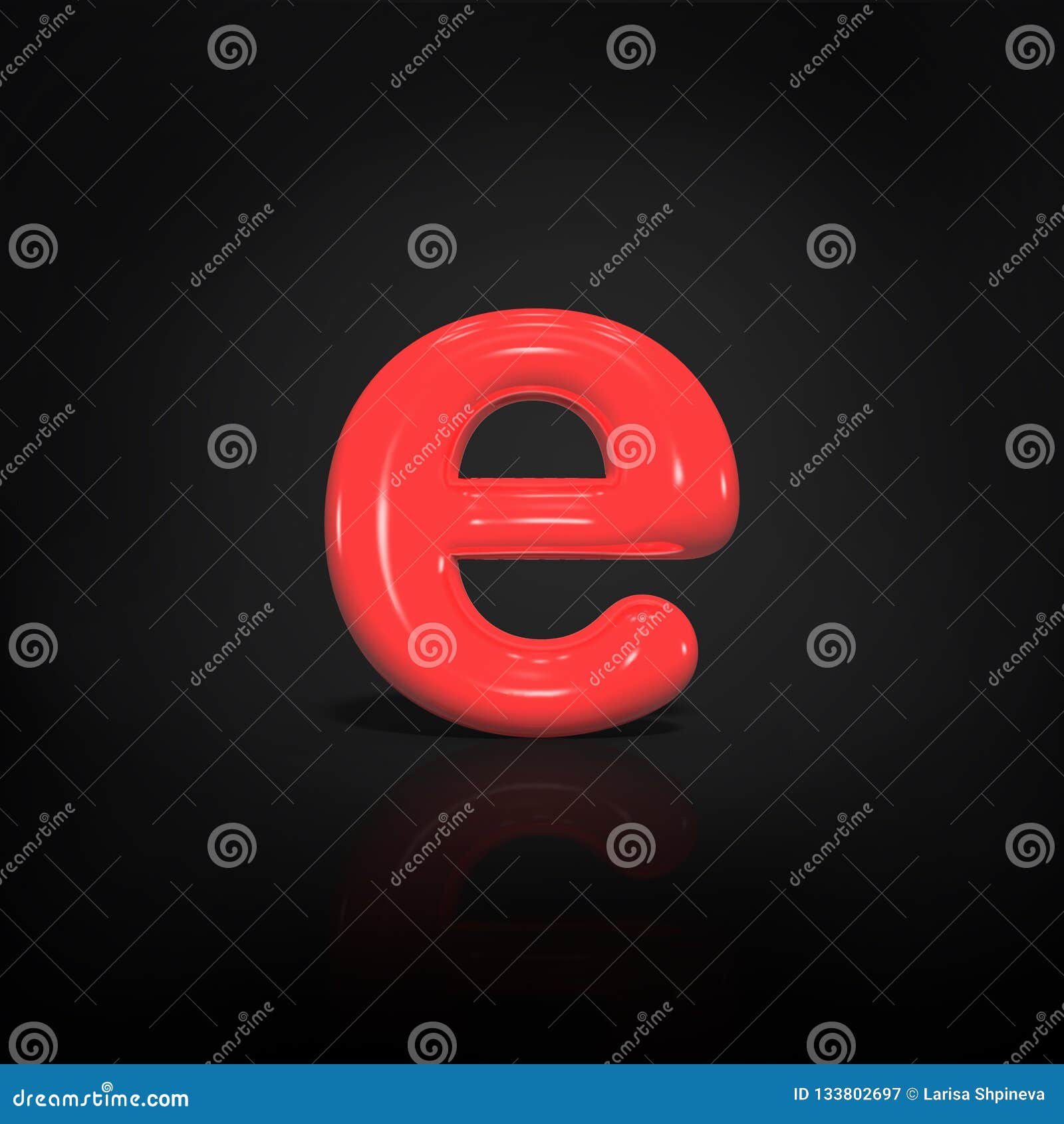 Glossy Red Paint Letter E Lowercase Of Bubble Isolated On Black Background 3d Rendering Illustration Stock Illustration Illustration Of Color Design