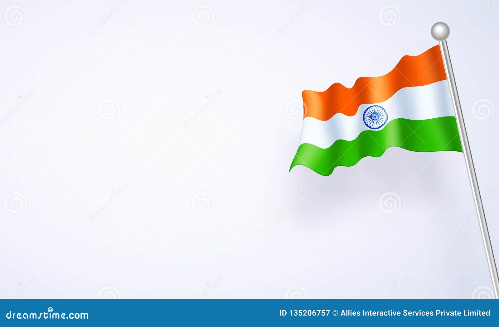 Glossy Wavy Indian Flag on White Background. Stock Illustration -  Illustration of india, national: 135206757