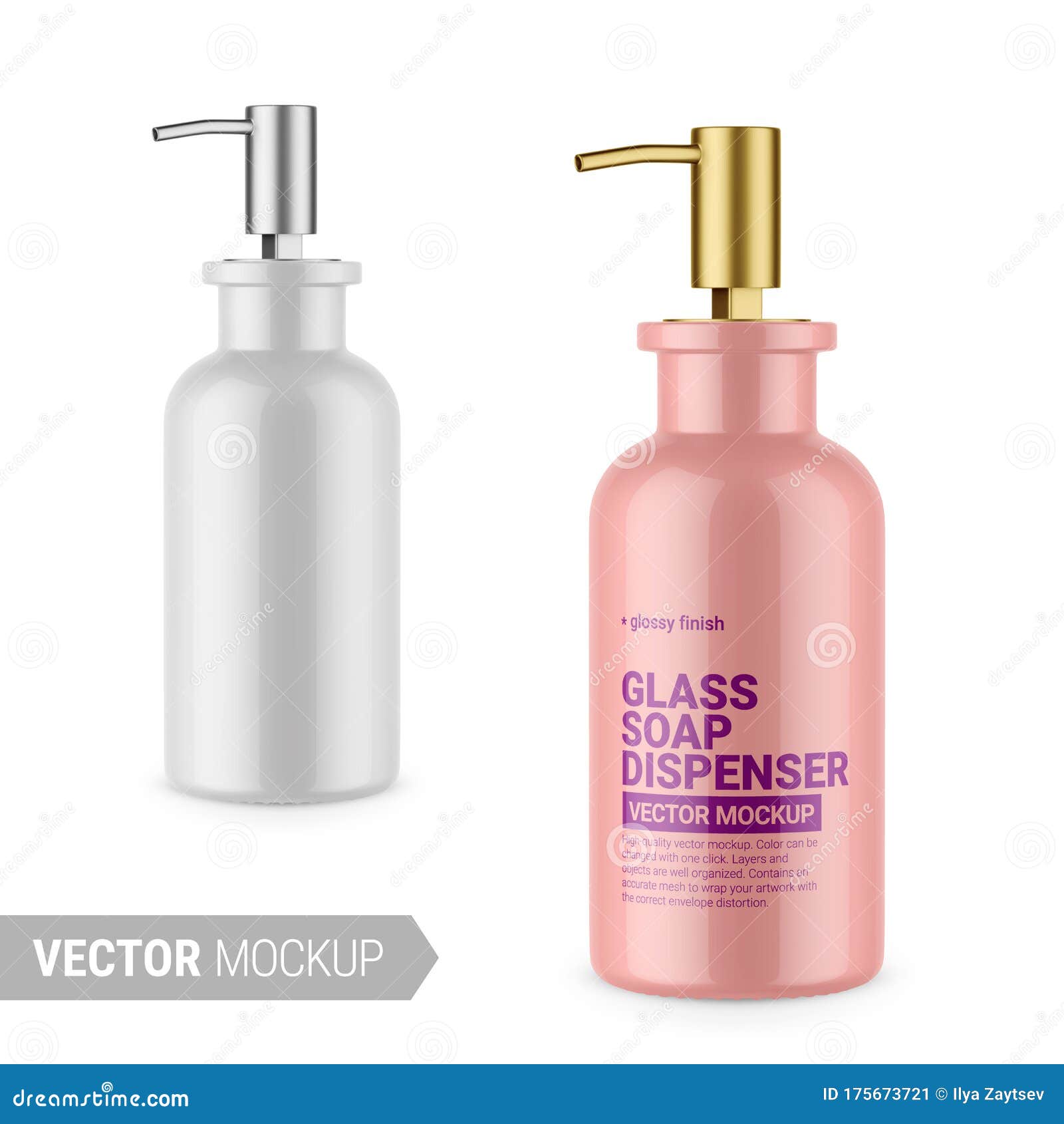 Download Glossy White Soap Dispenser Bottle Mockup Template Stock ...