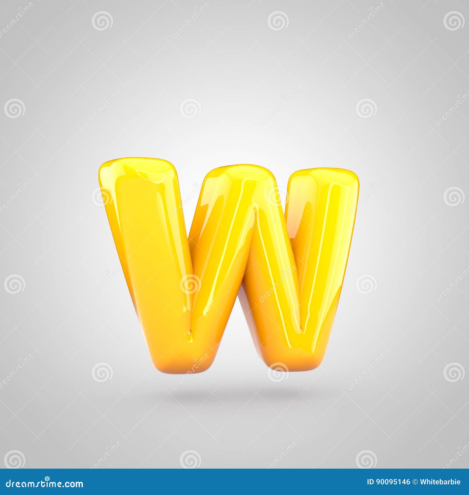 Glossy Yellow Paint Letter W Lowercase Stock Illustration