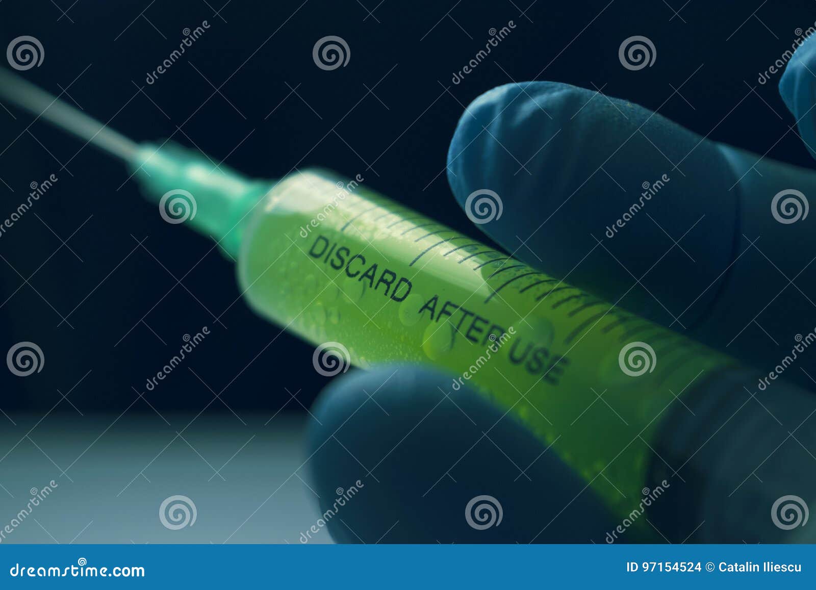 Gloved Hand Holding Syringe Stock Photo Image of microbiology, life 97154524