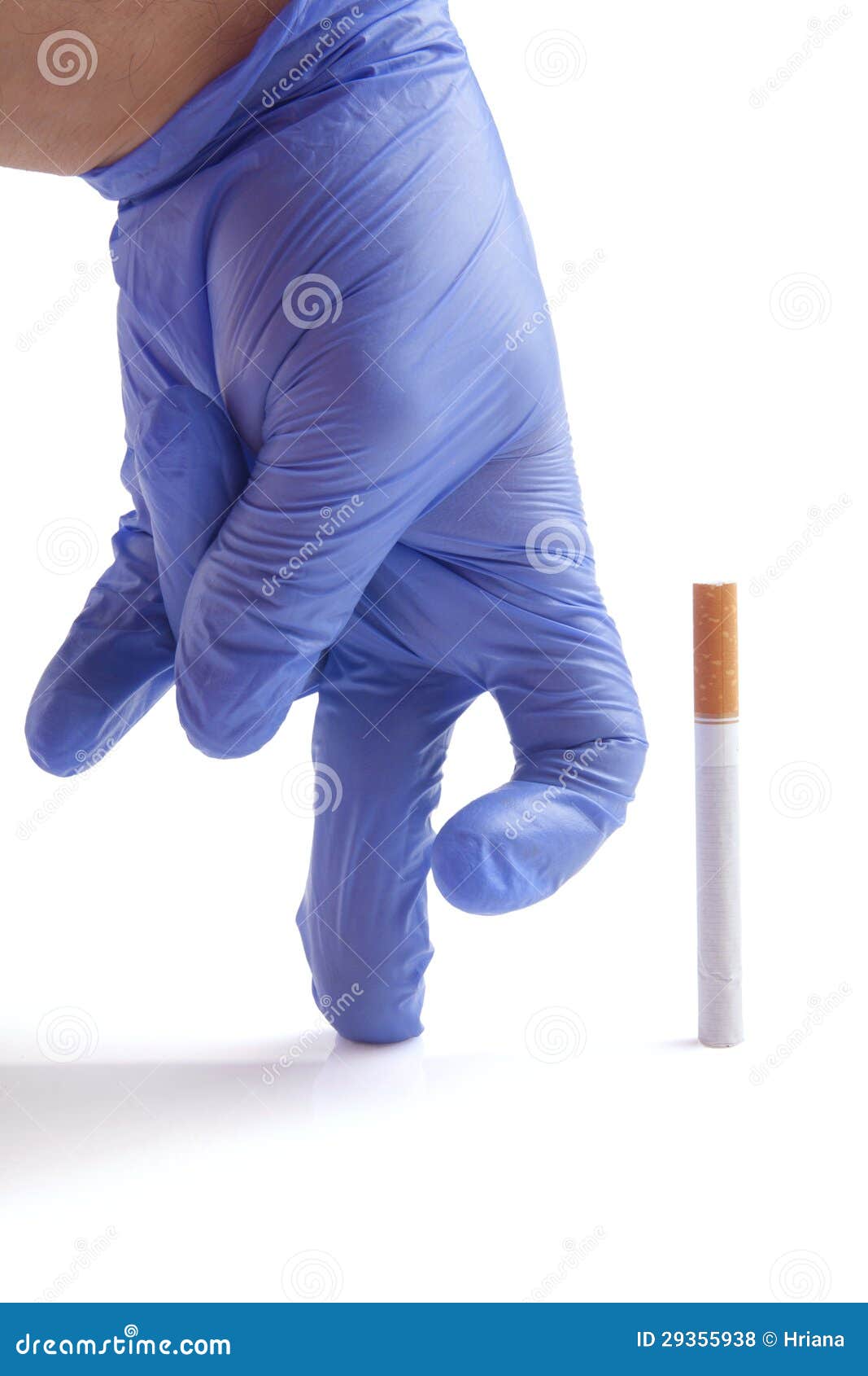 Gloved Hand Throwing Cigarette Quit Smoking Metaphor Stock Photo