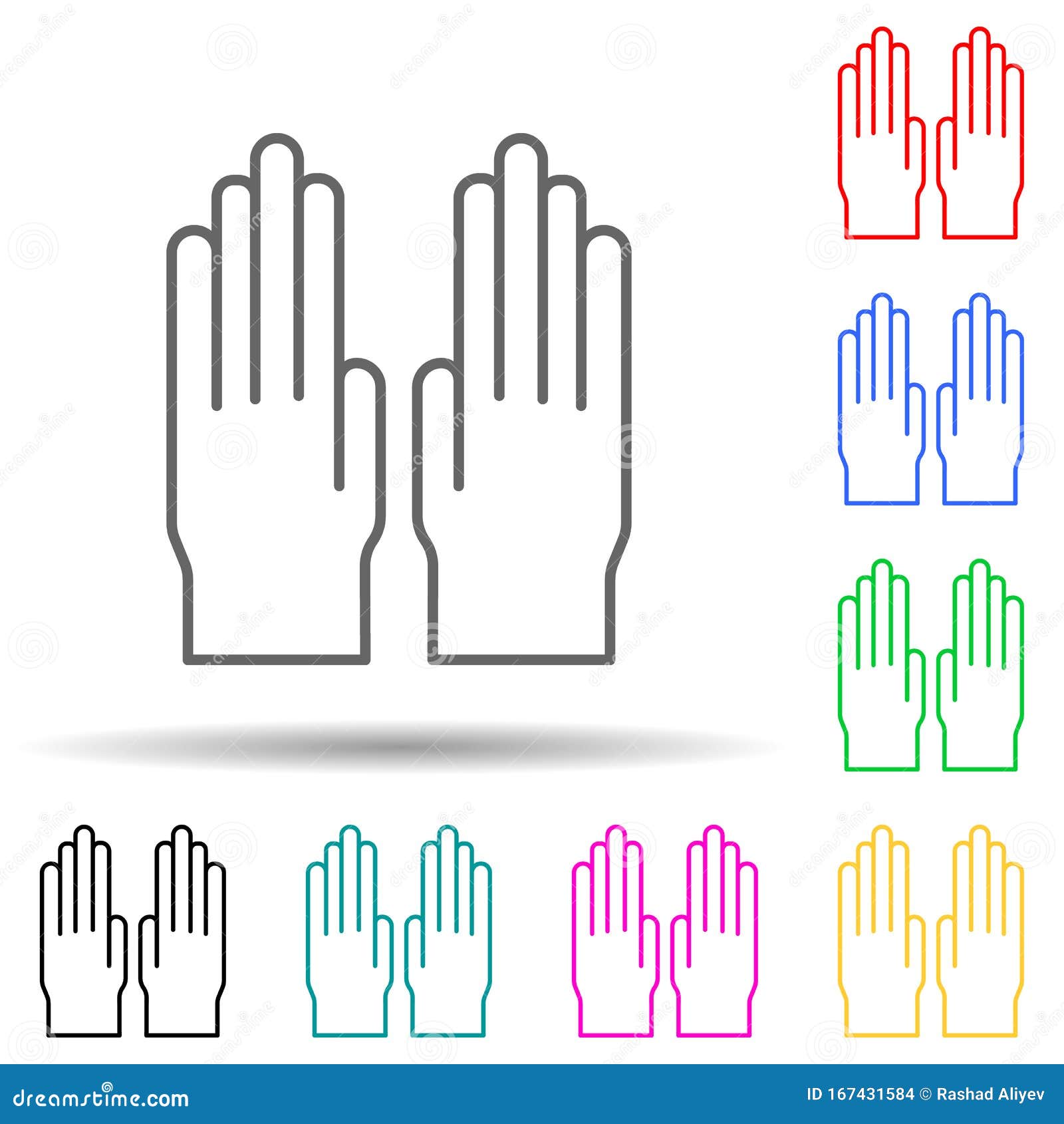 gloves multi color style icon. simple thin line, outline  of scientifics study icons for ui and ux, website or mobile