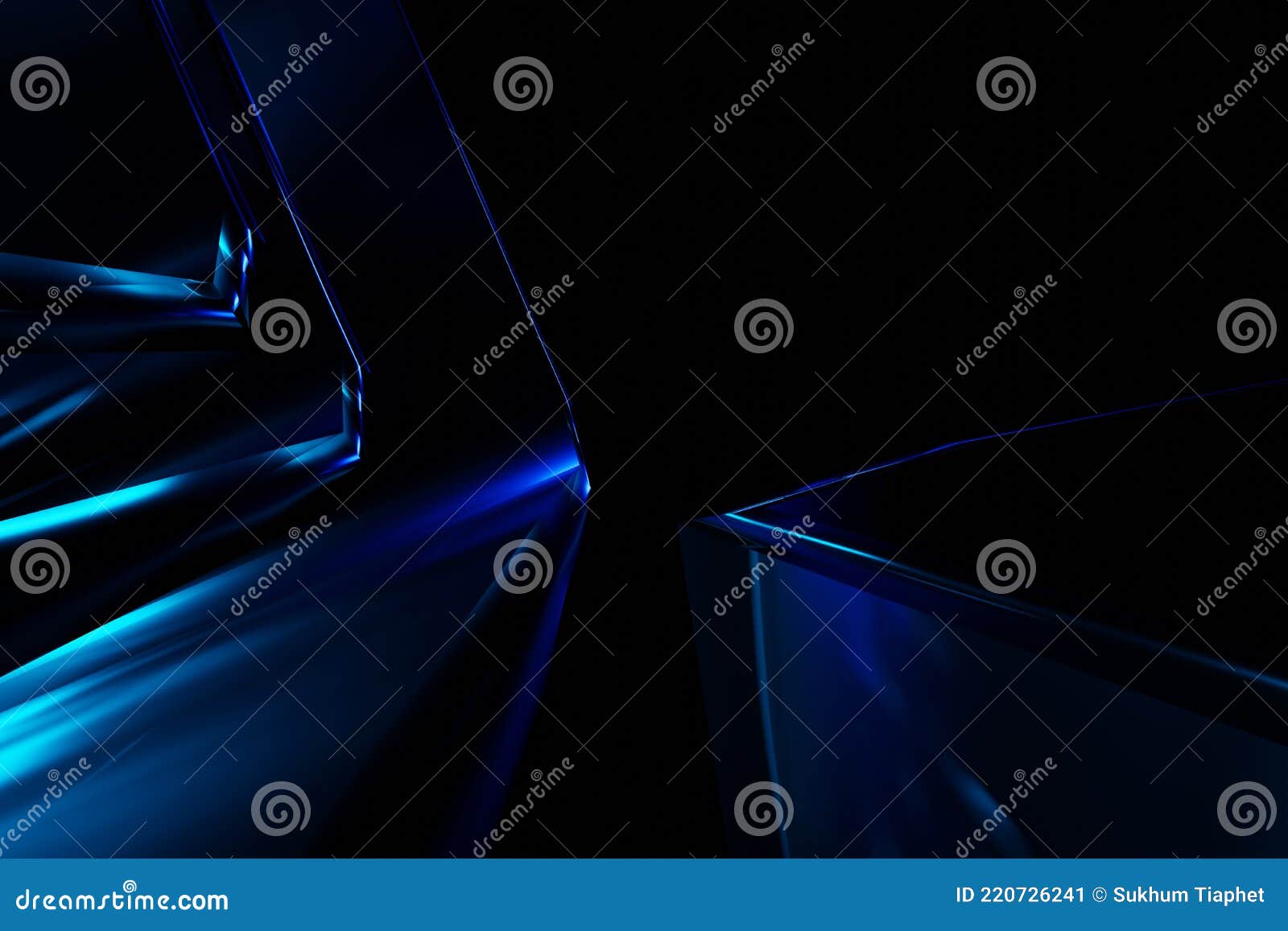 Glow Blue Light Effect on Dark Blue Background Stock Illustration
