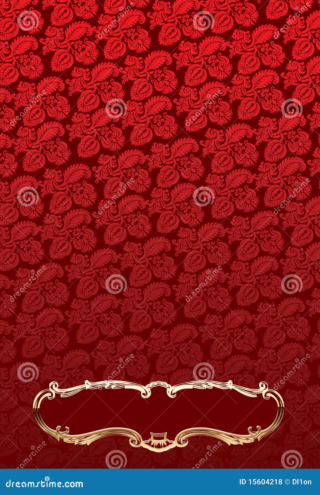 Glow Gold Antic Frames Over Red Wallpaper Stock Vector Illustration