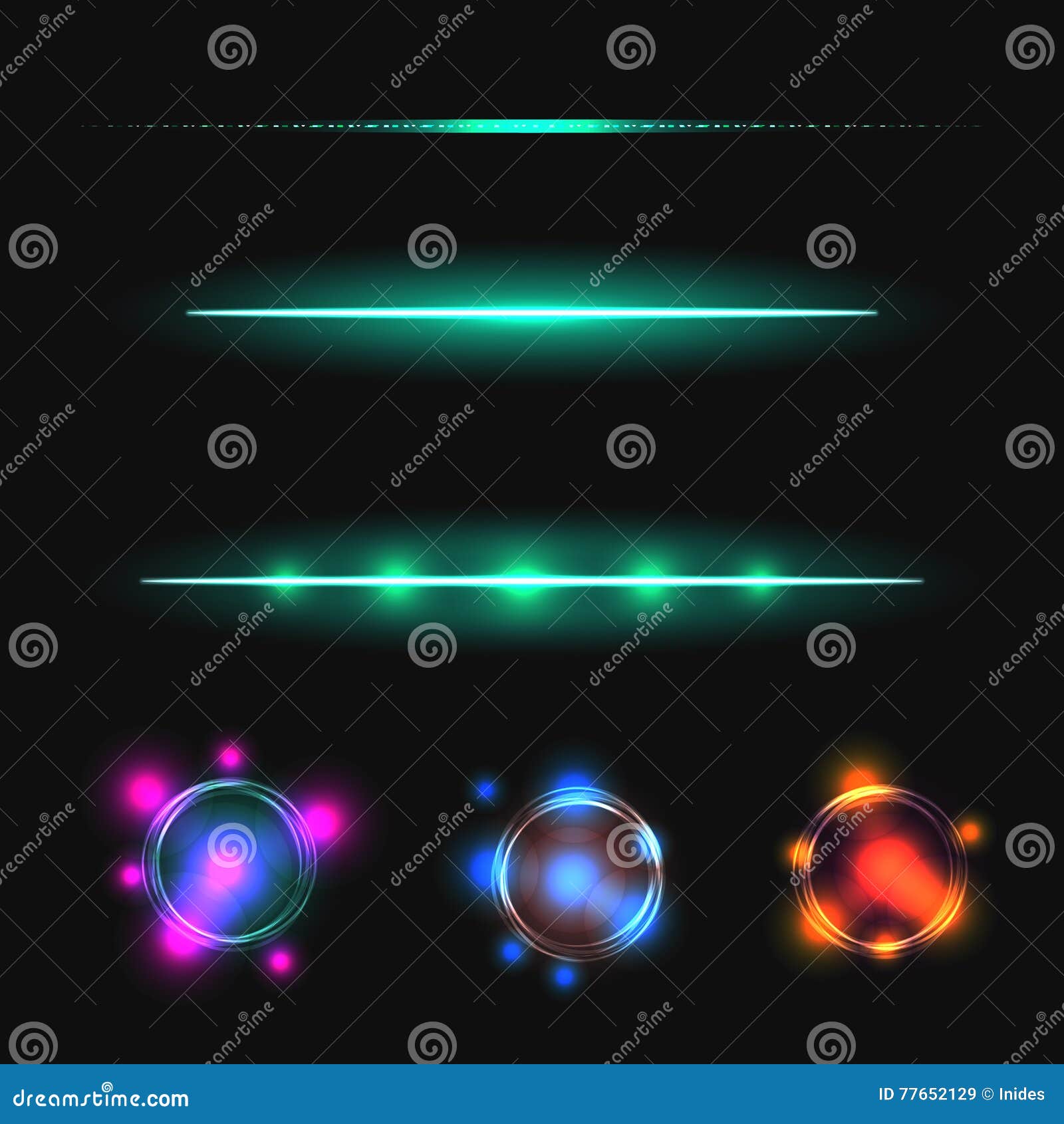 Glow Stick Line Vector Effect Set. Stock Vector Illustration of