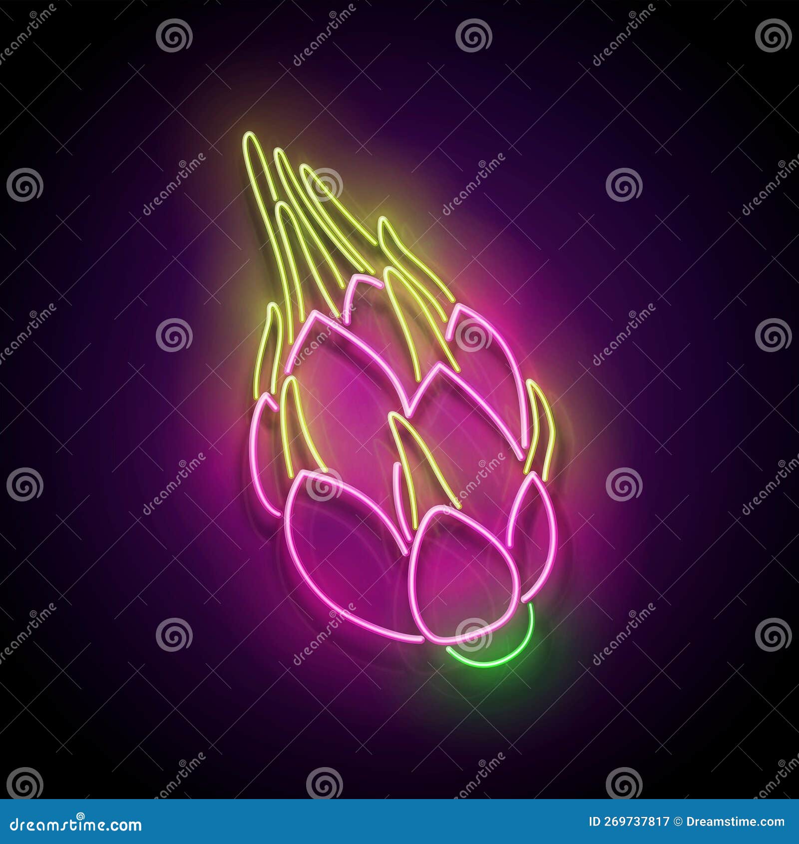 Glow Cut And Whole Dragon Fruits Pitahaya Cartoon Vector ...