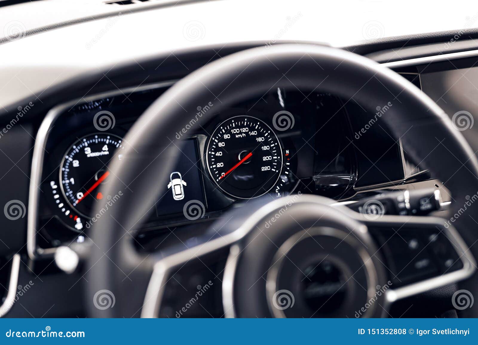 Glowing Beautiful Dashboard Of A Modern Expensive Car The