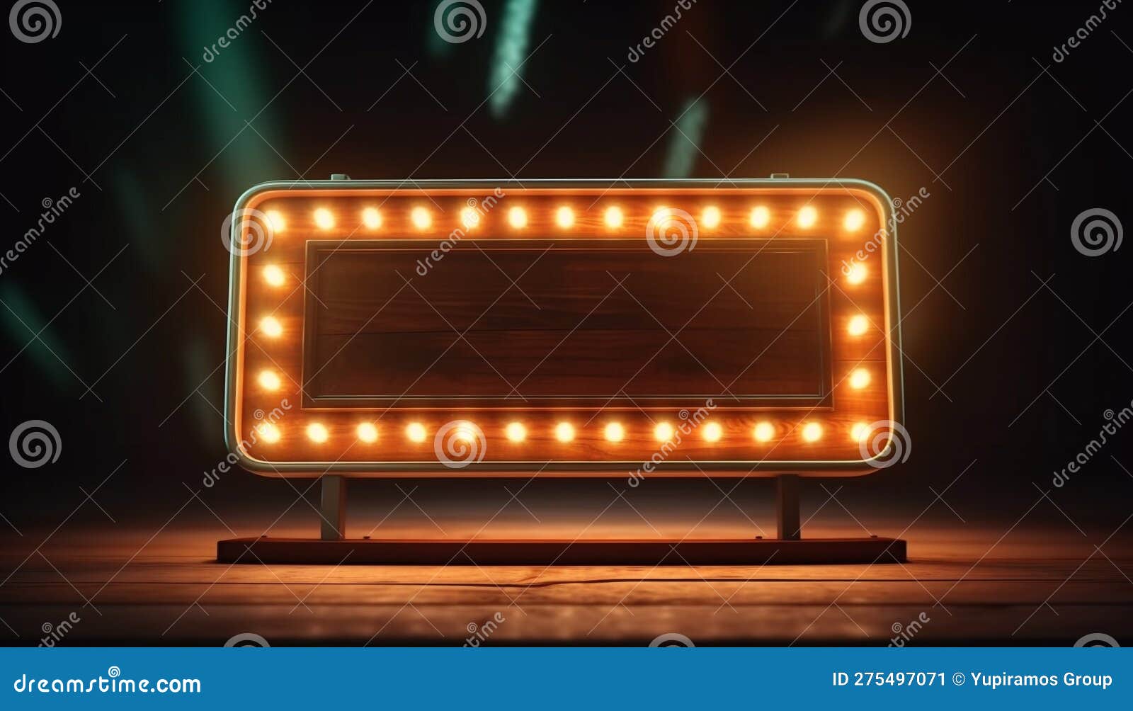 Glowing Billboard Illuminates Dark Night with Spotlight Generated by AI