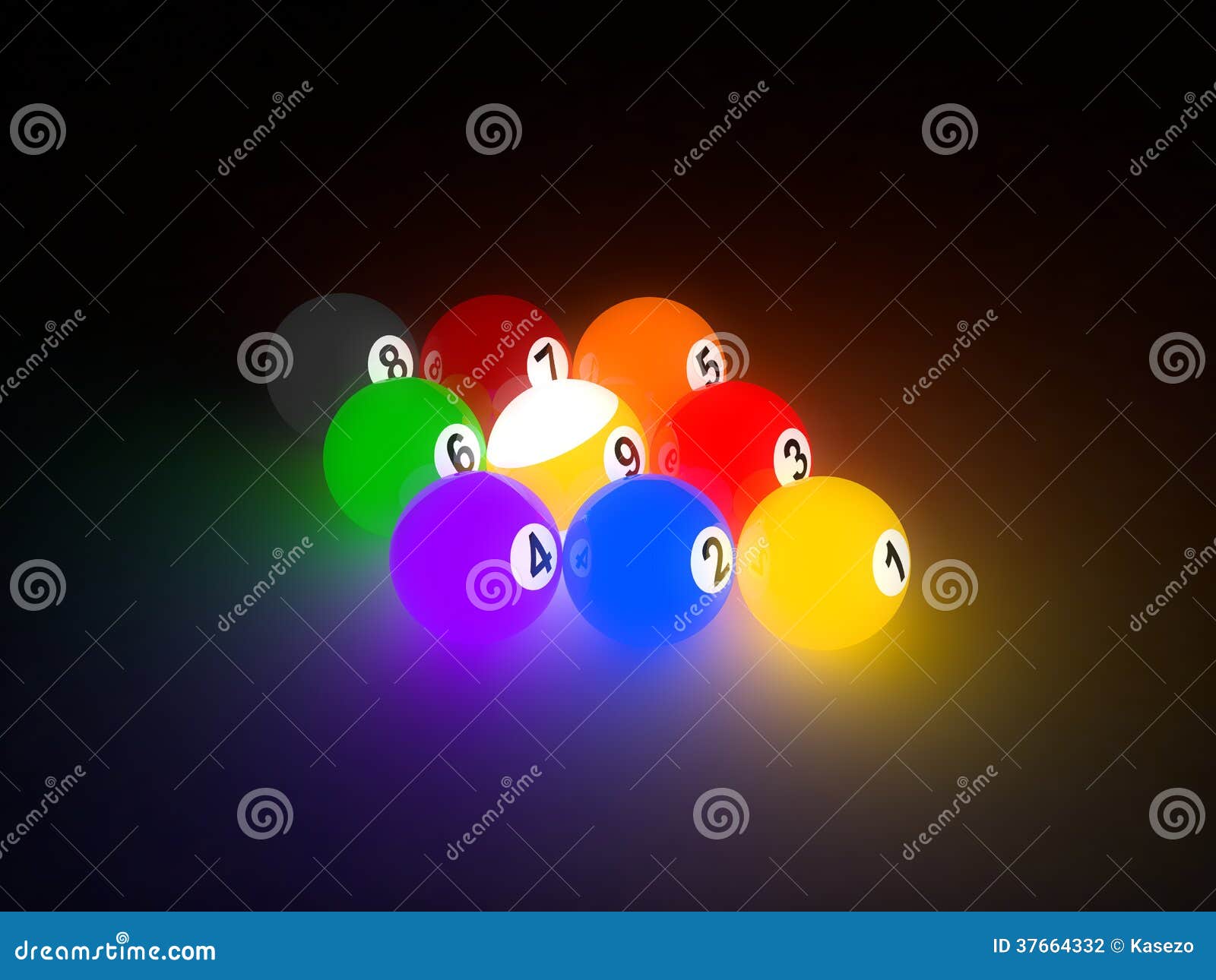 Glowing billiard balls stock illustration. Illustration of light - 37664332