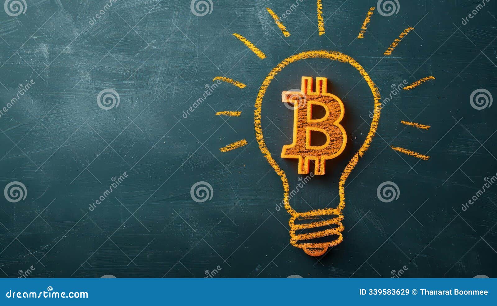 a glowing bitcoin lightbulb on a chalkboard, izing bright ideas in the world of cryptocurrency and innovation