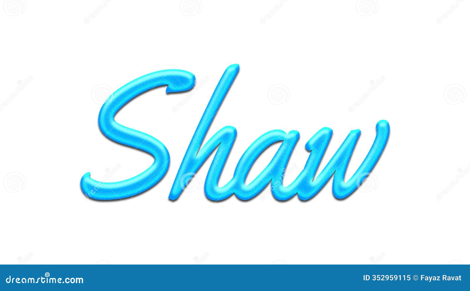 glowing blue effect of name shaw on white background.