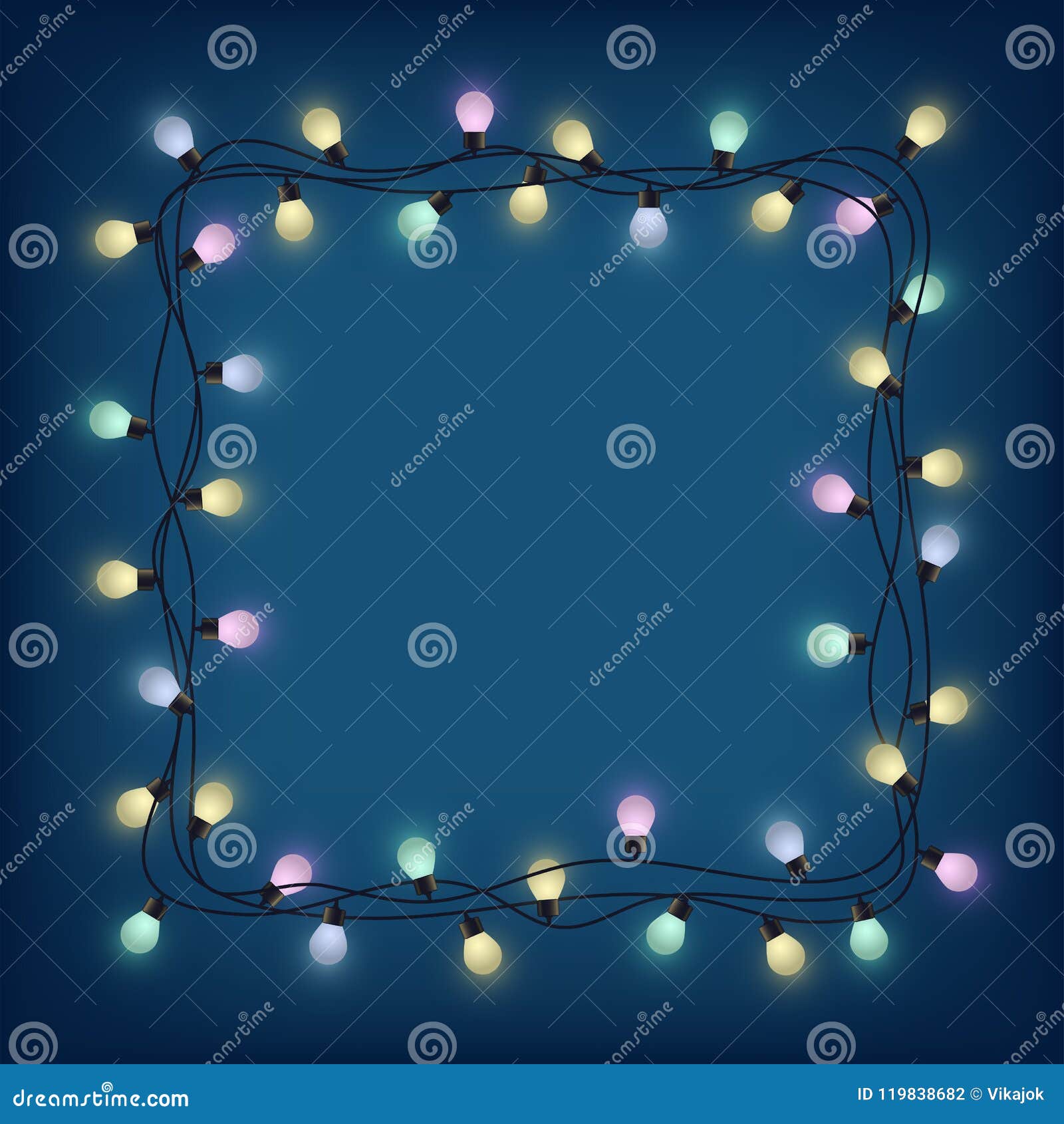 Glowing Bulb Garland Frame, Decorative Light Garland, Place for Text ...