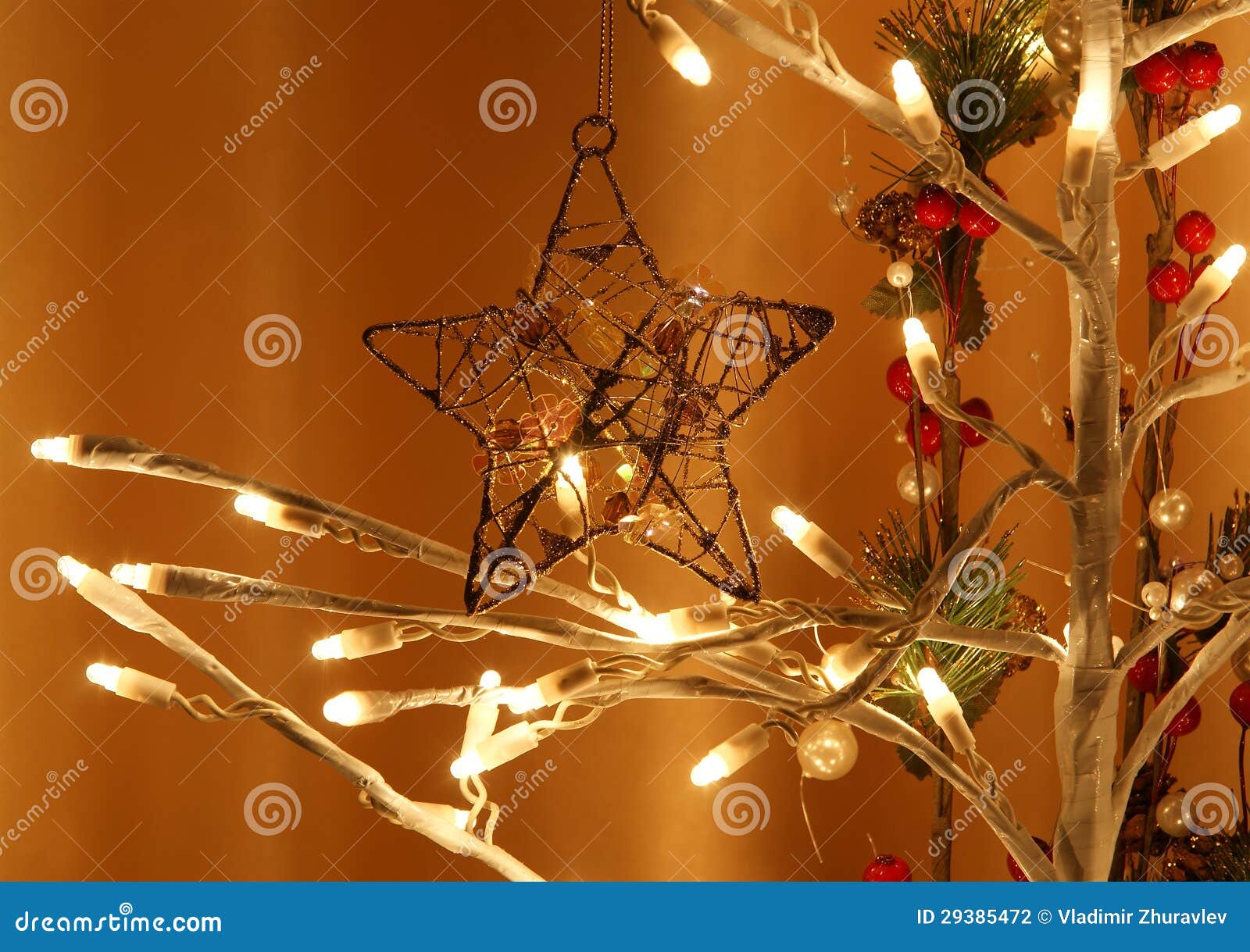 Glowing Christmas Electric Garland Stock Photo Image of green, pine 29385472