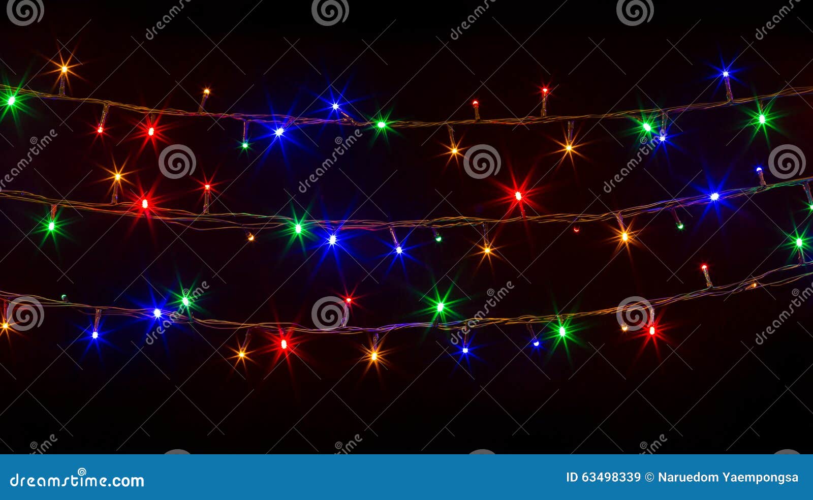 Glowing Christmas Lights on Black Background Stock Image Image of