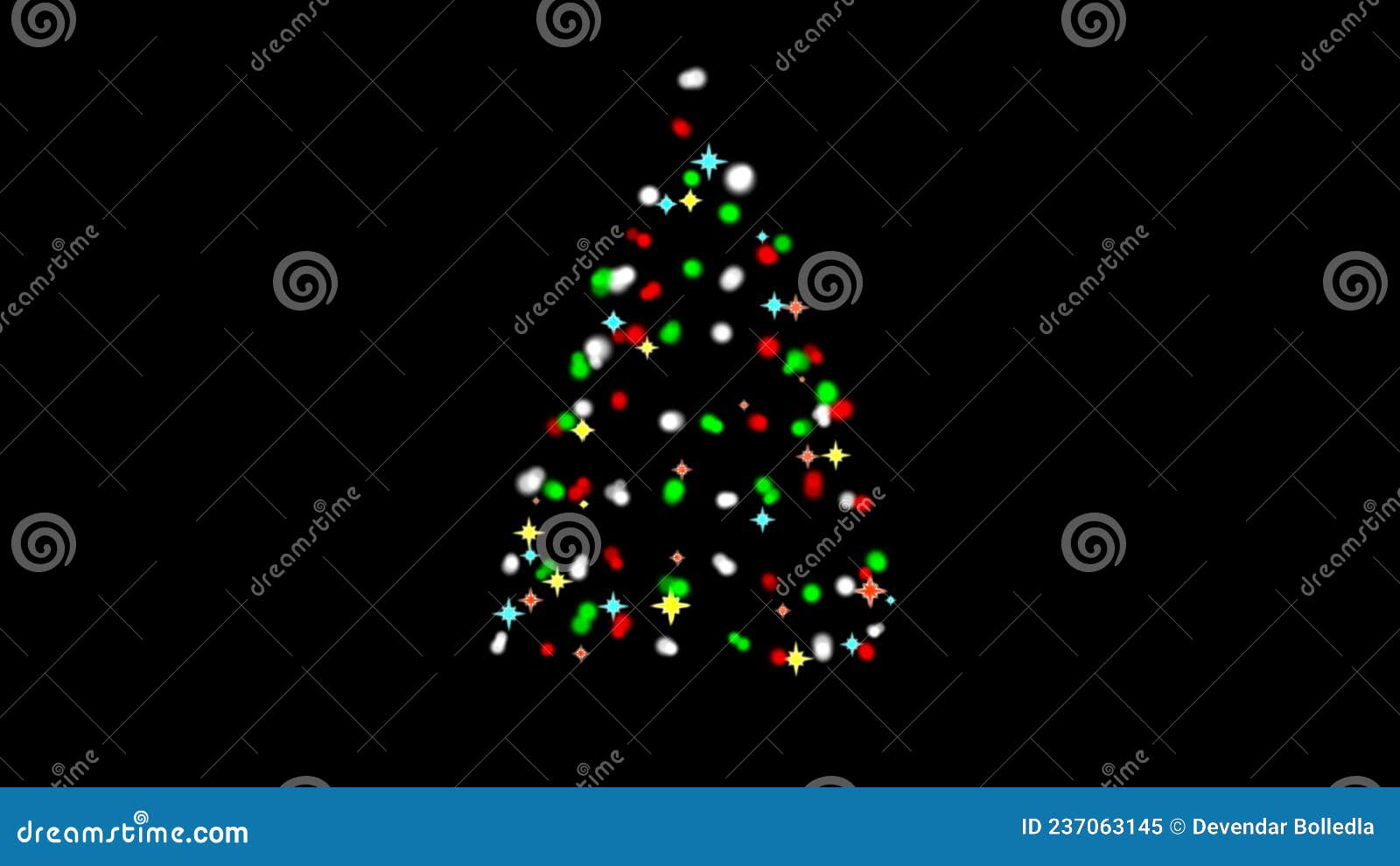 Glowing Christmas Lights Motion Graphics with Night Background Stock