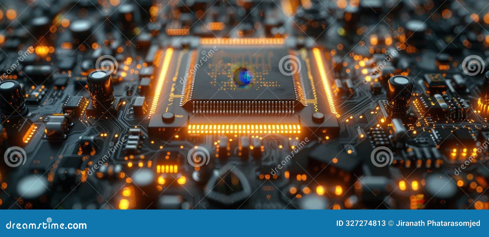 glowing circuit board frottage art