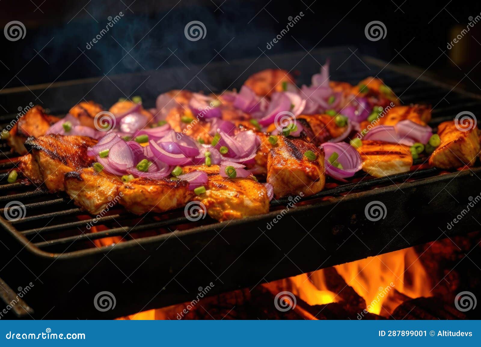 Glowing Coals Under a Grill Loaded with Bbq Chicken Stock Image Image of barbecue, generative
