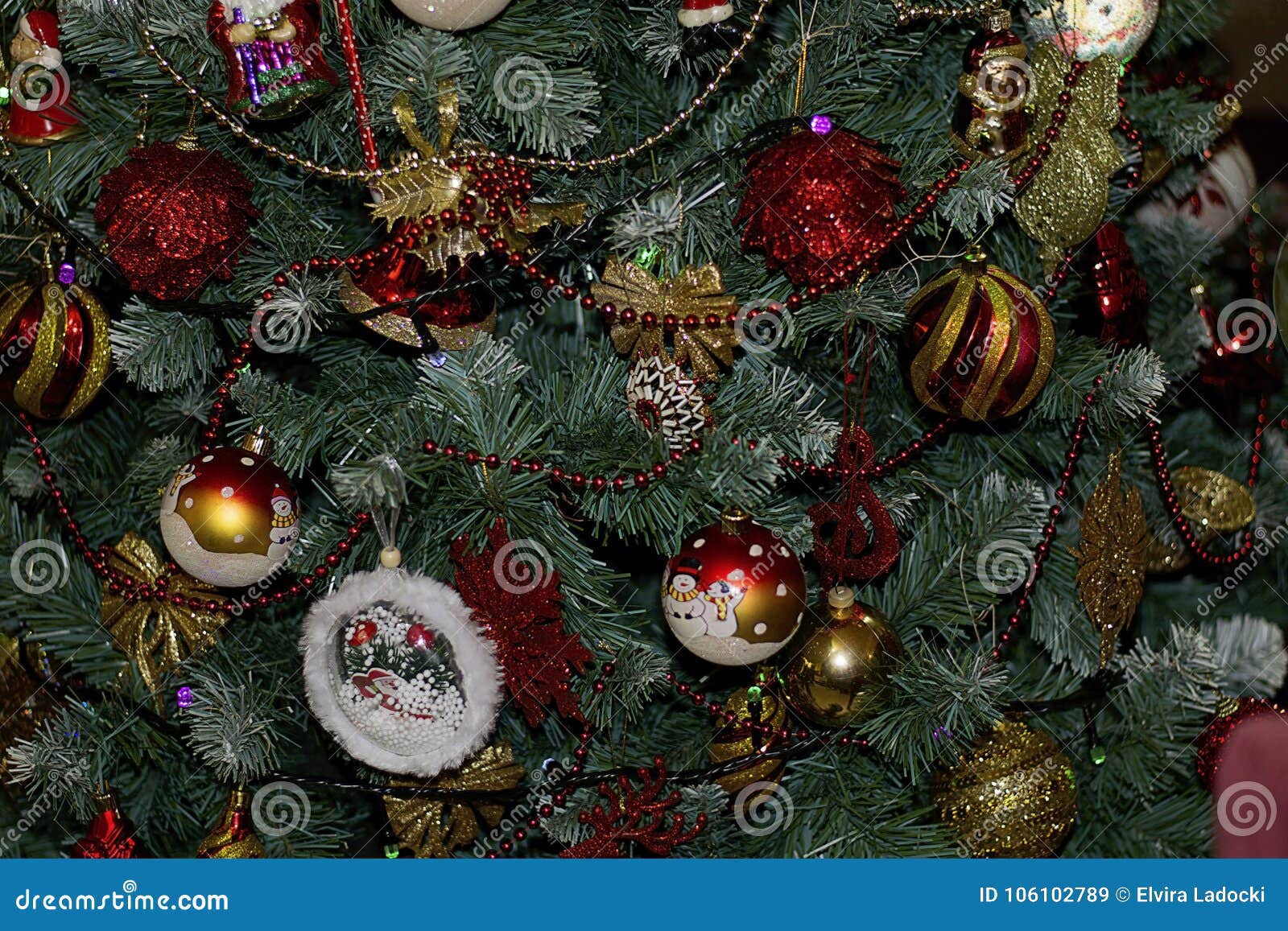 Glowing Colorful Chirtmas Balls on the Christmas Tree Stock Image ...