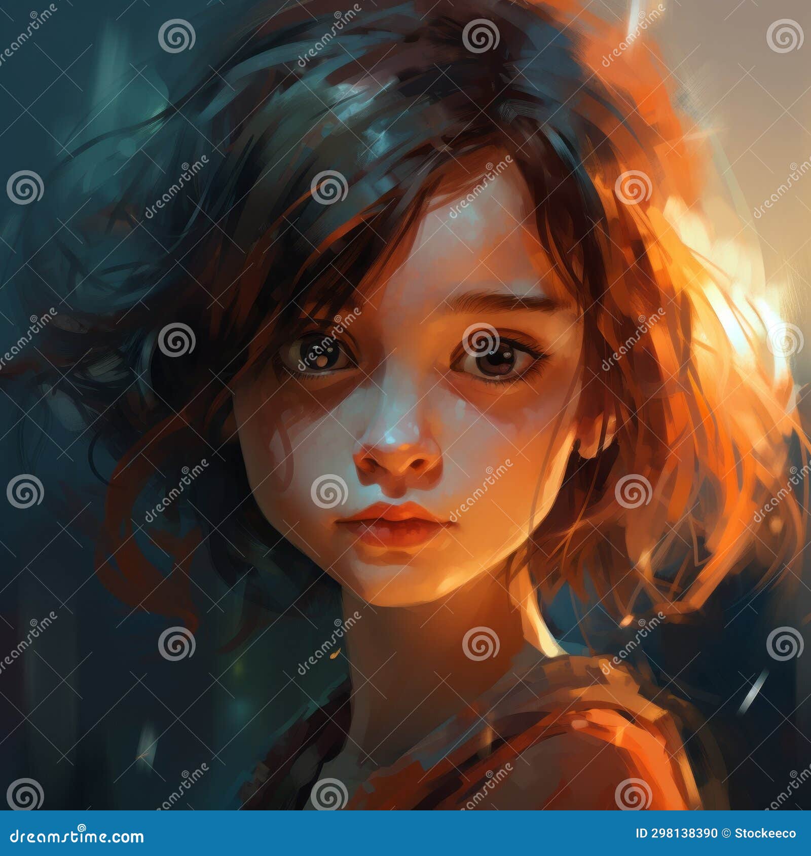 Glowing Colors: a Stunning Illustration of a Girl with Mesmerizing Hair ...