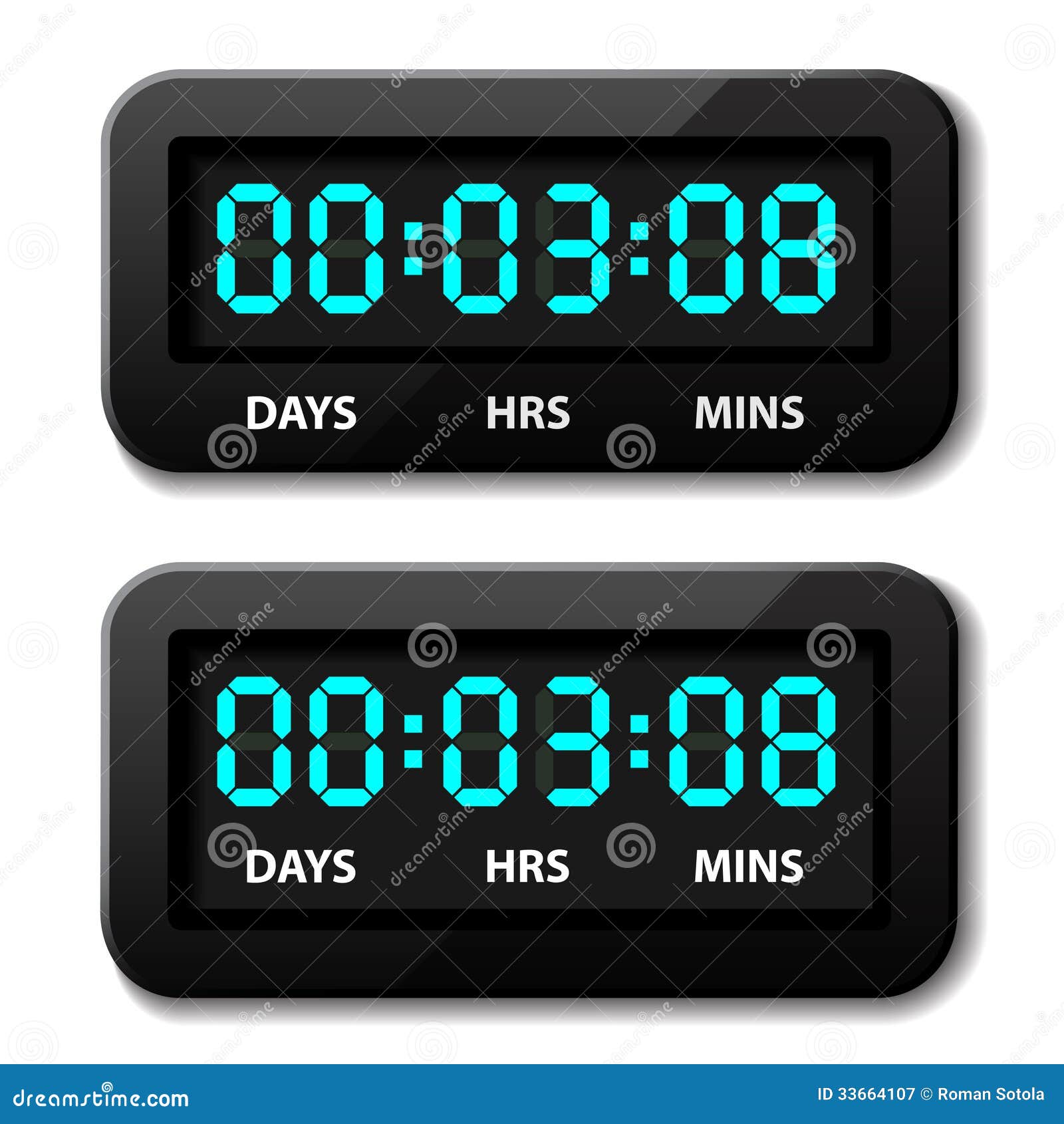 Glowing Digital Counter - Countdown Timer Royalty Free Stock Photography - Image: 33664107