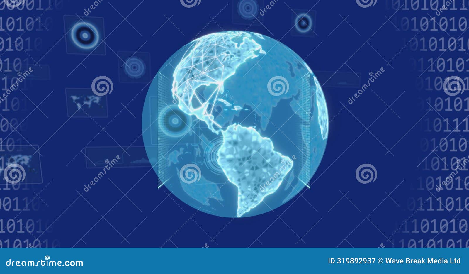 a glowing digital globe with interconnected lines represents global connectivity