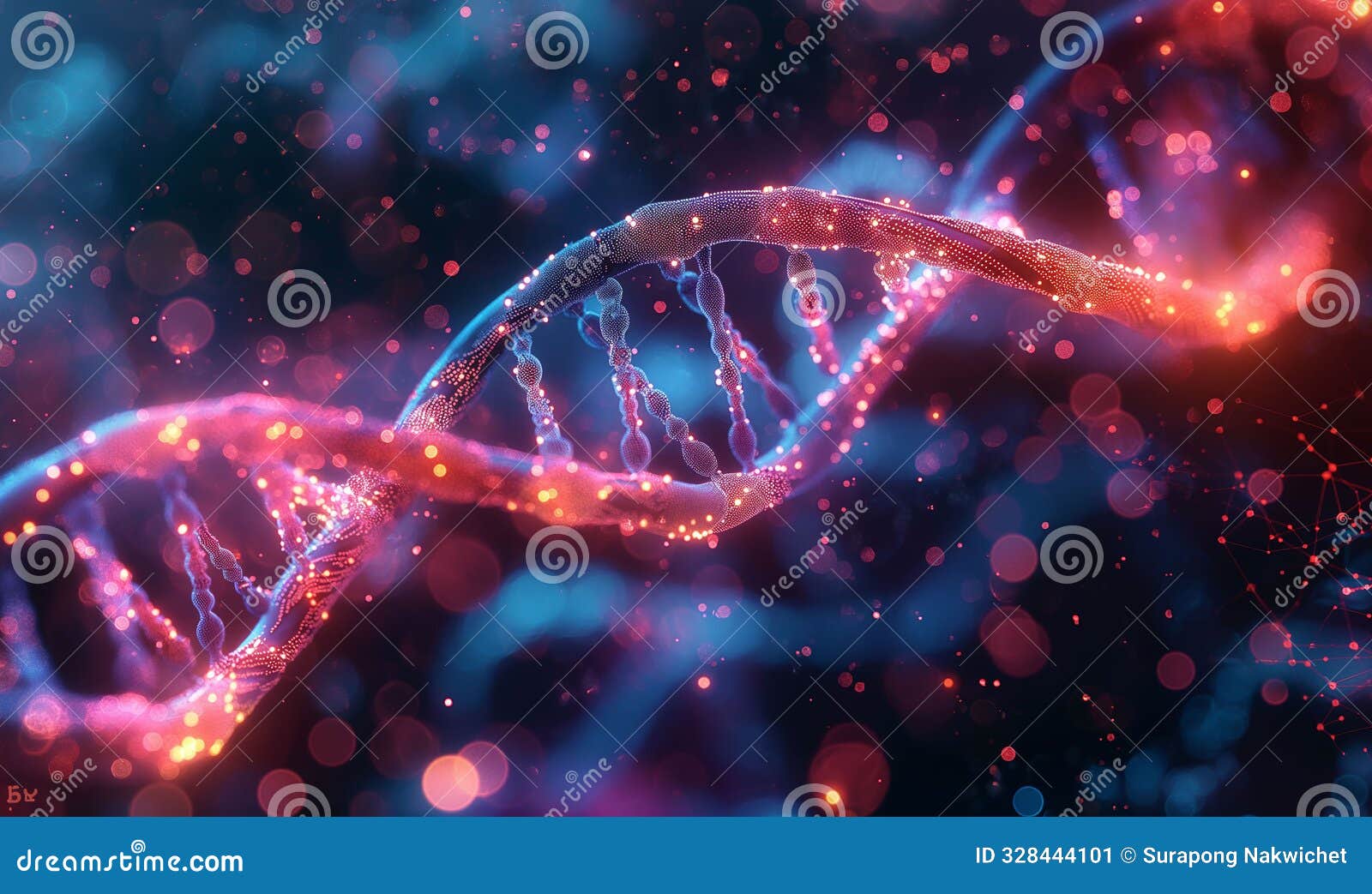 glowing dna helix structure in a futuristic representation