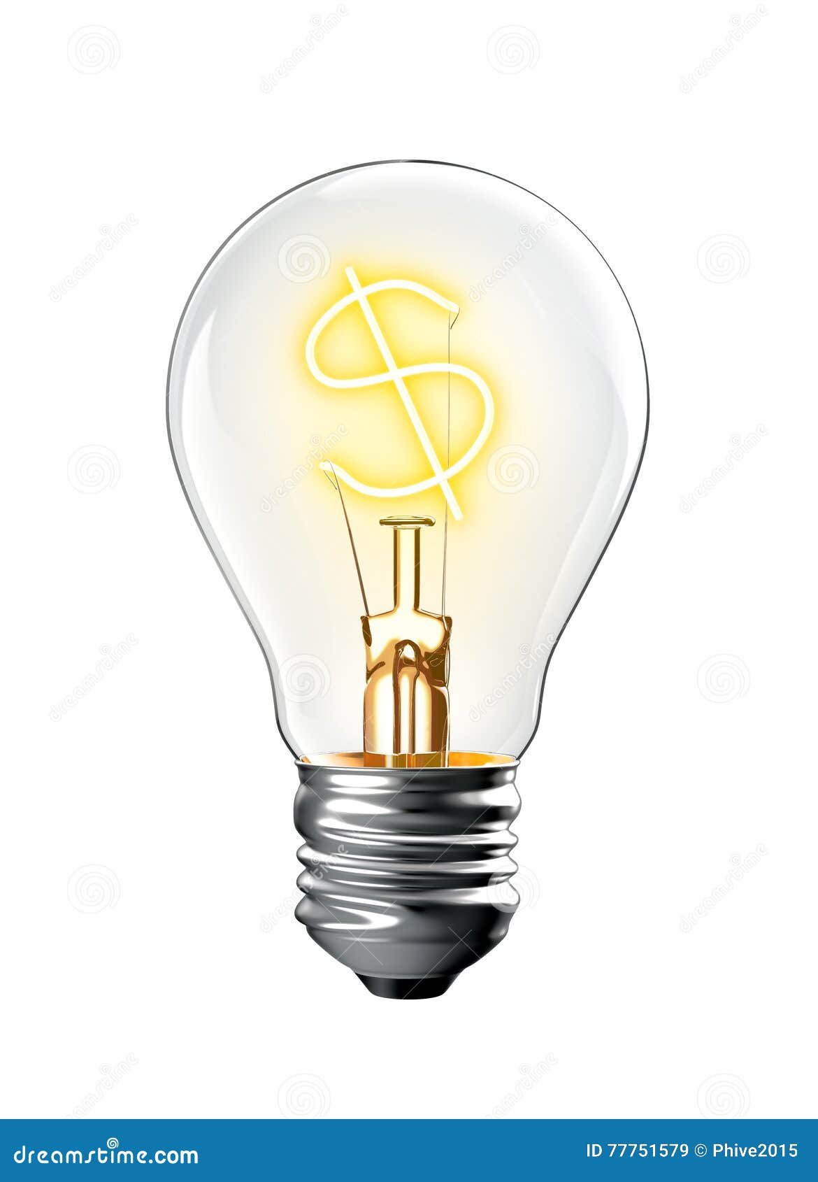 Glowing Dollar Sign in Light Bulb Stock Illustration Illustration of