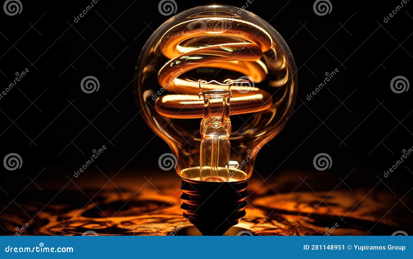 Glowing Electric Lamp Illuminates Dark Background, Sparking Bright