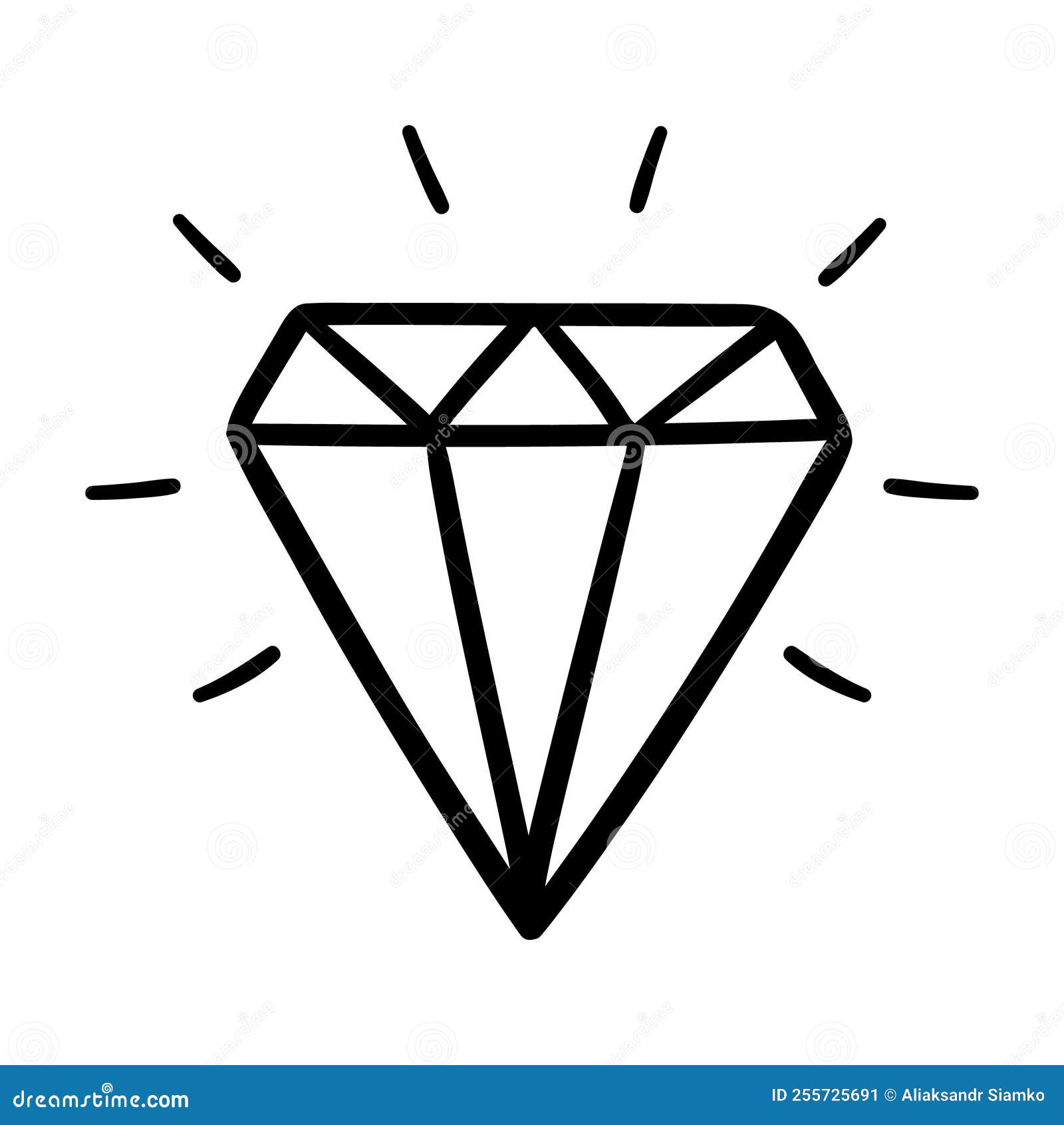 Glowing Gemstone Outline Icon Vector Illustration Stock Vector