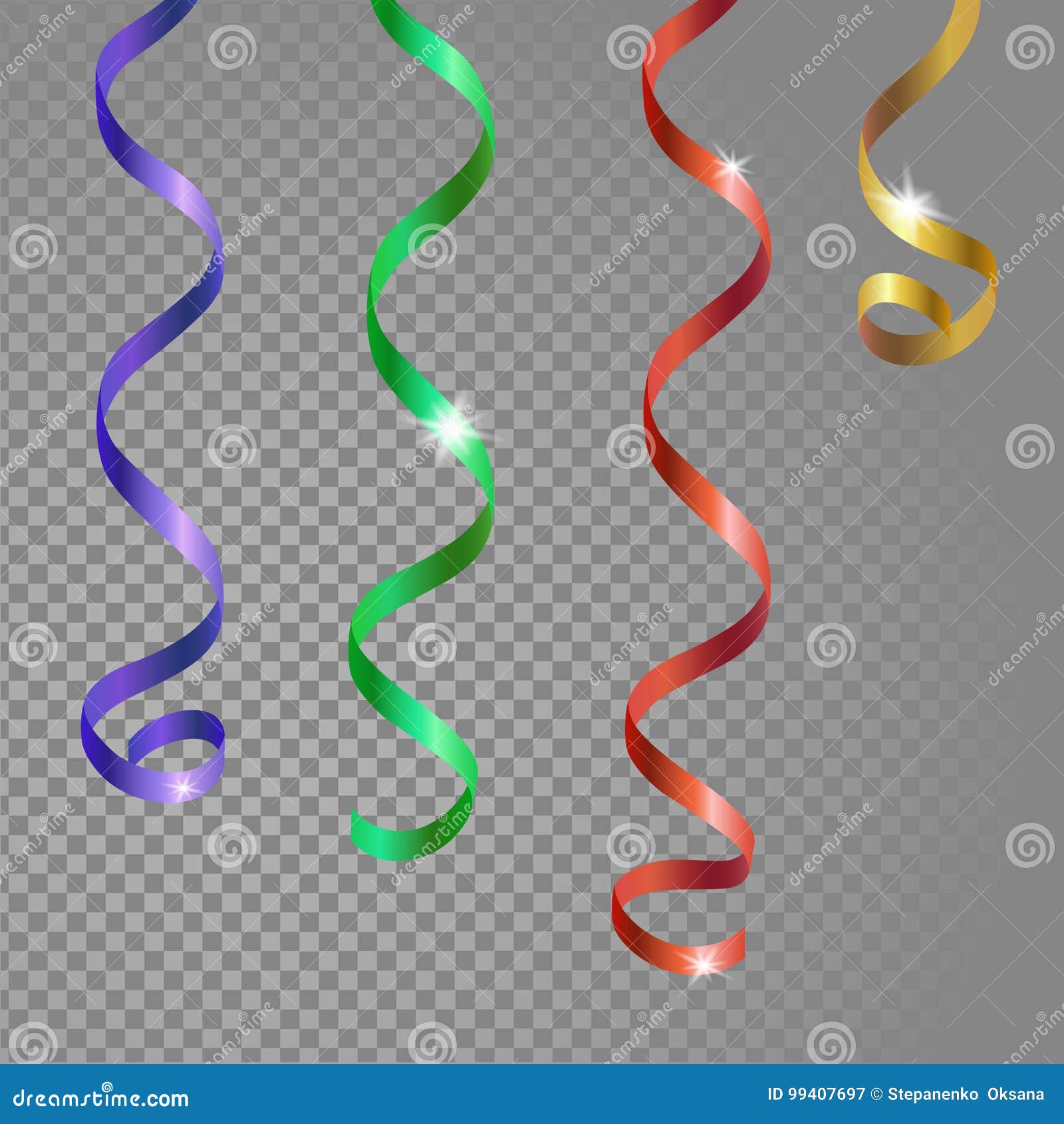Compositor diferencia Duplicación Glowing Hanging Curl Serpentine. Red Blue Green Golden Color New Year  Christmas Decoration Design Element Streamer Stock Vector - Illustration of  party, falling: 99407697