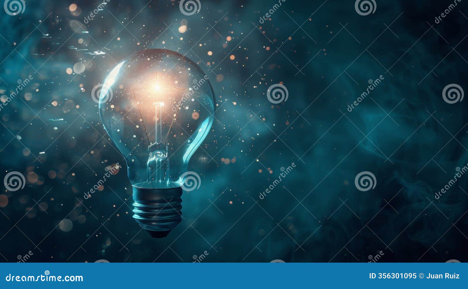 glowing light bulb with bokeh background