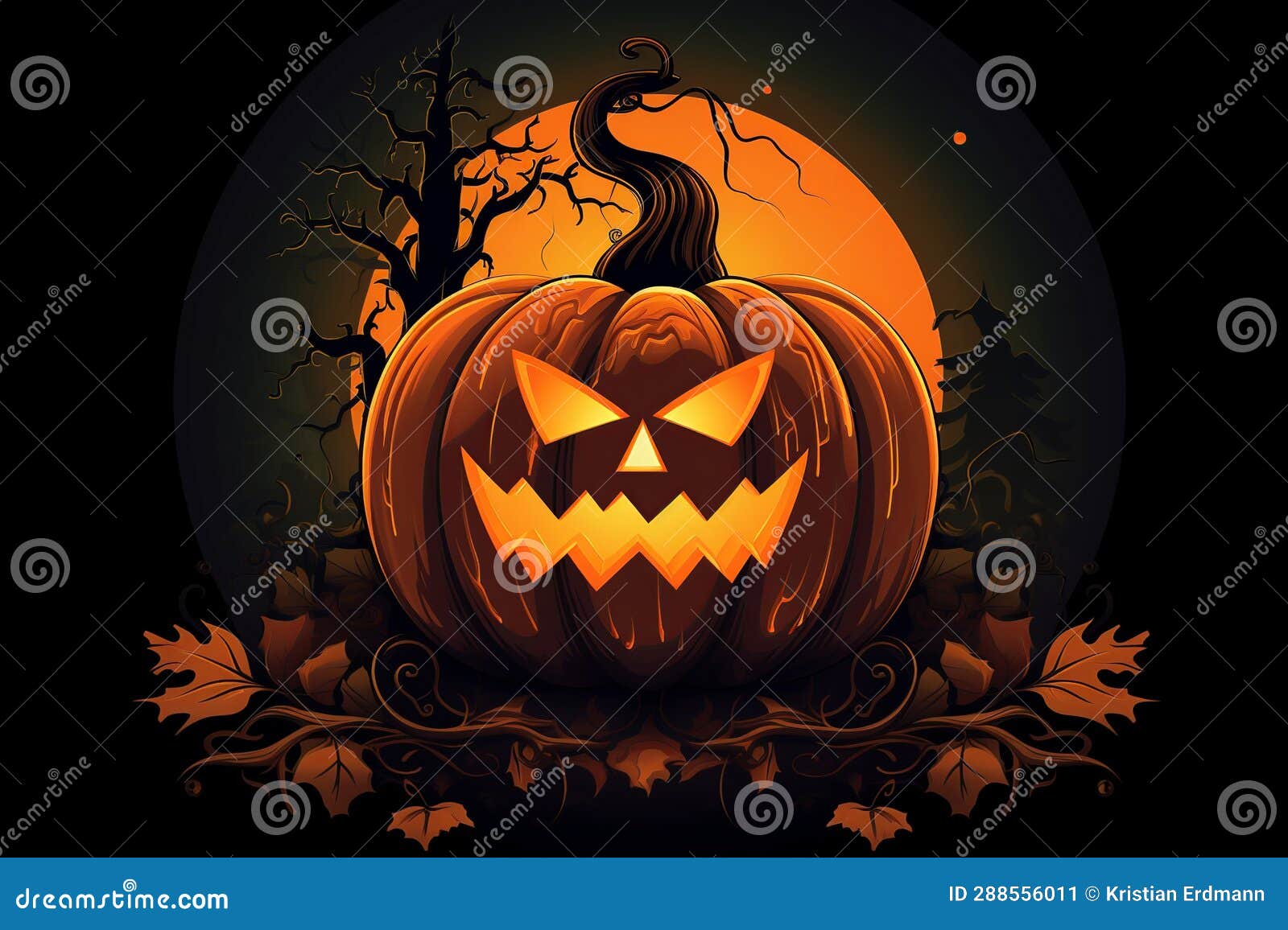glowing menace: iconic halloween pumpkin lantern in flat 