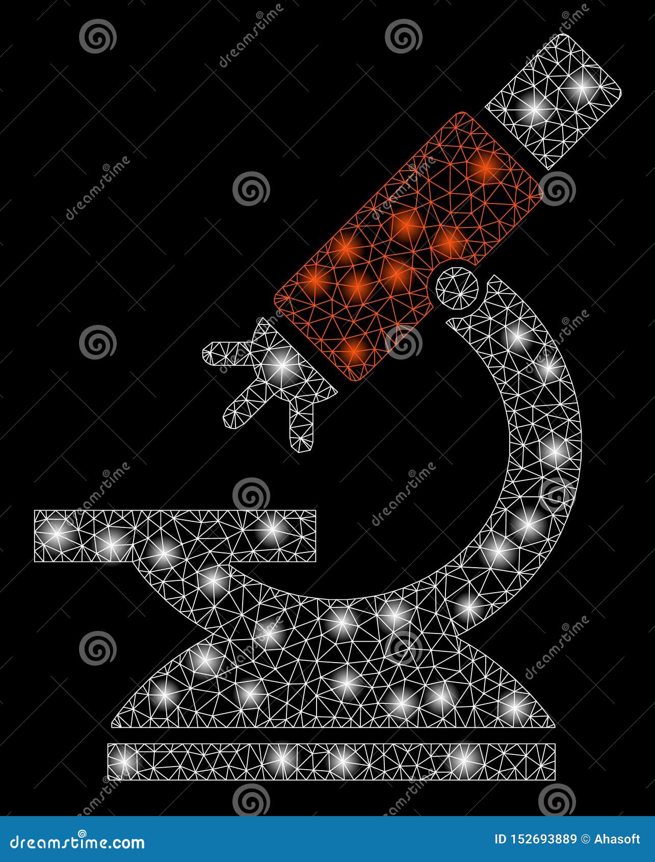 Glowing Mesh 2D Labs Microscope with Flash Spots Stock Vector ...