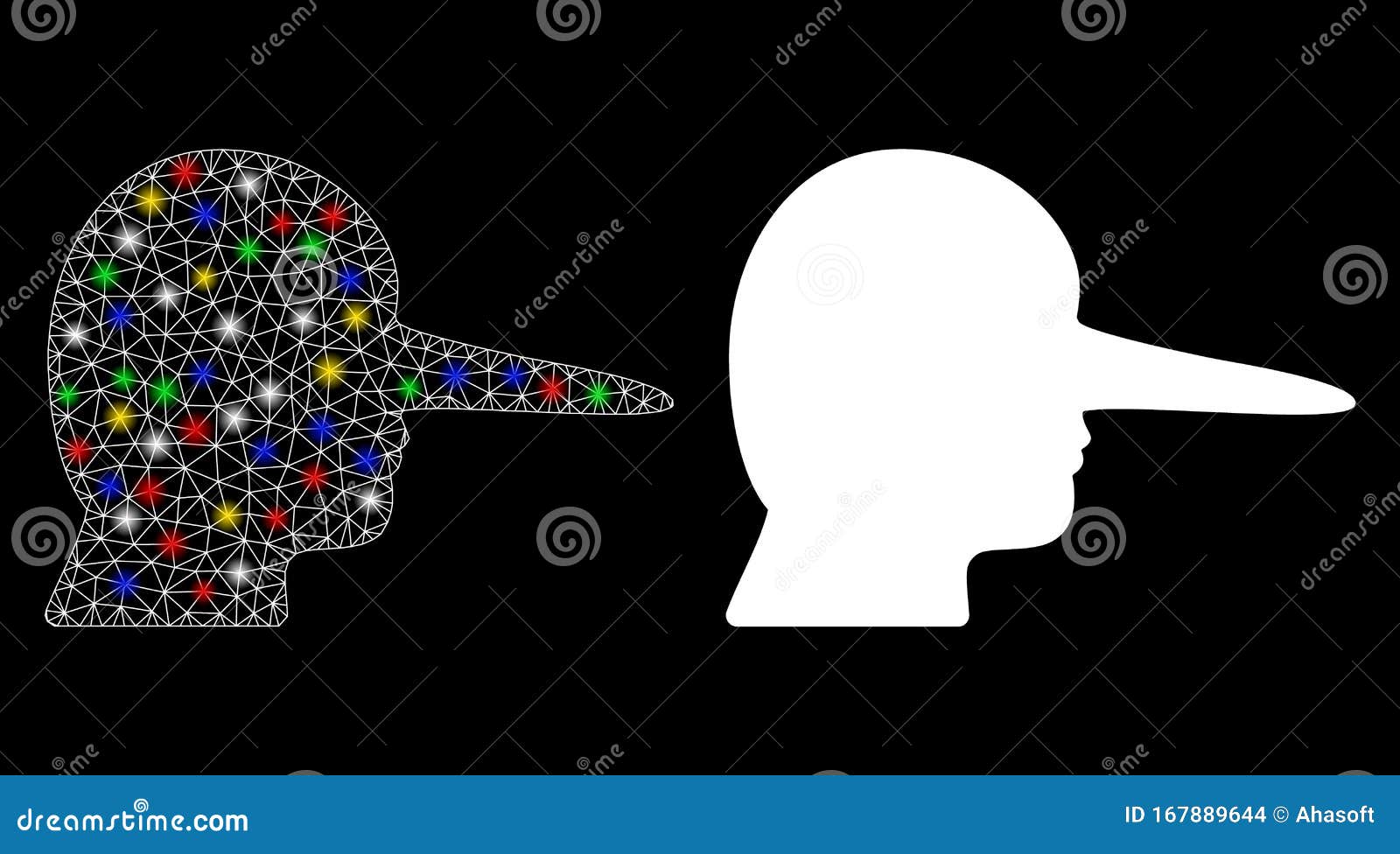 glowing mesh carcass liar icon with light spots