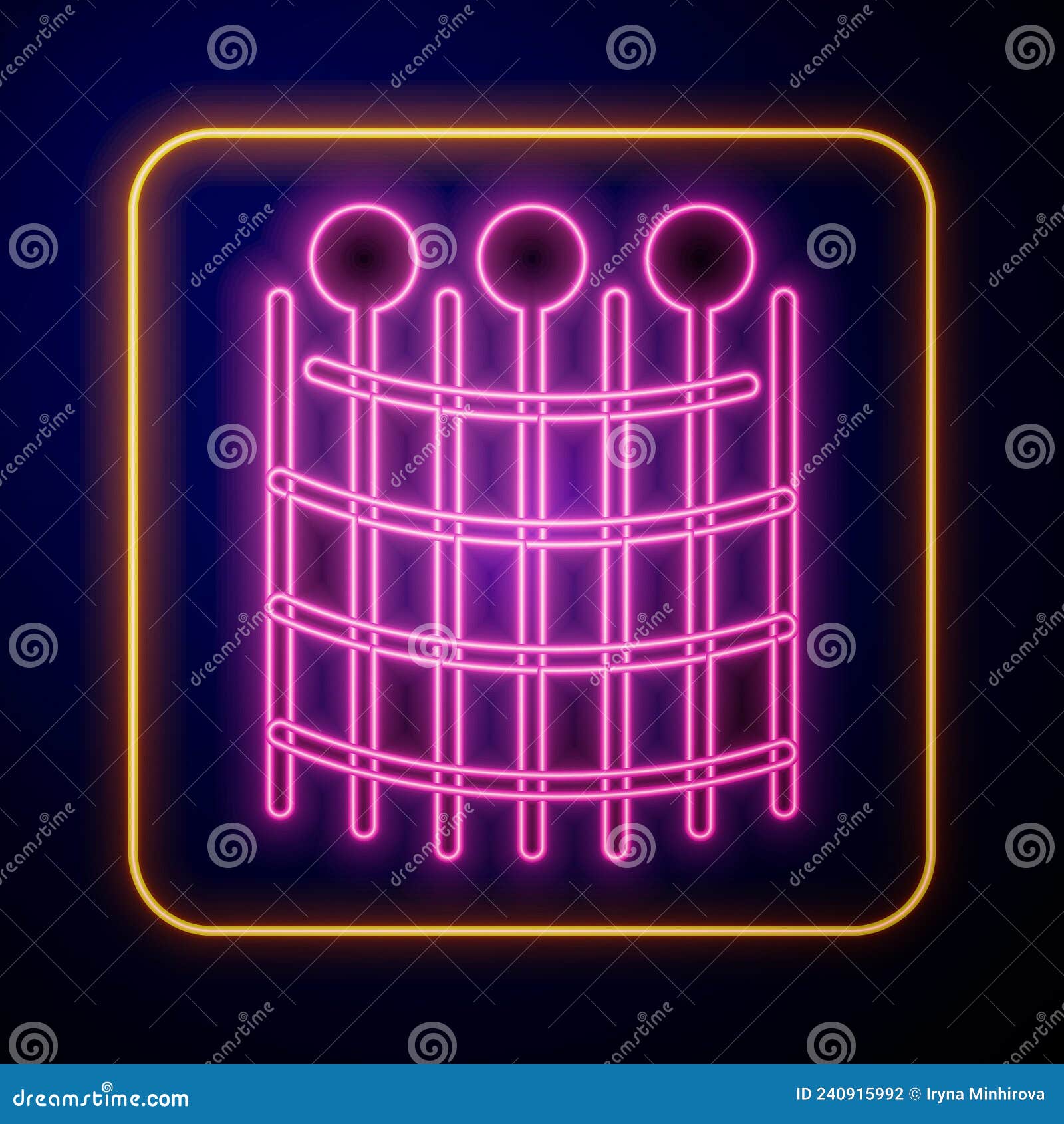 Glowing Neon Fishing Net Pattern Icon Isolated on Black Background