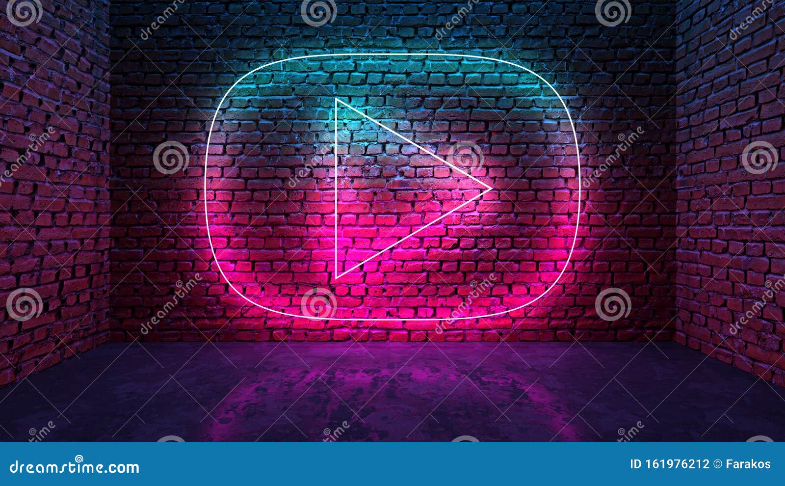 Glowing Neon Heart Shaped Like Icon On Brick Wall In Dark ...