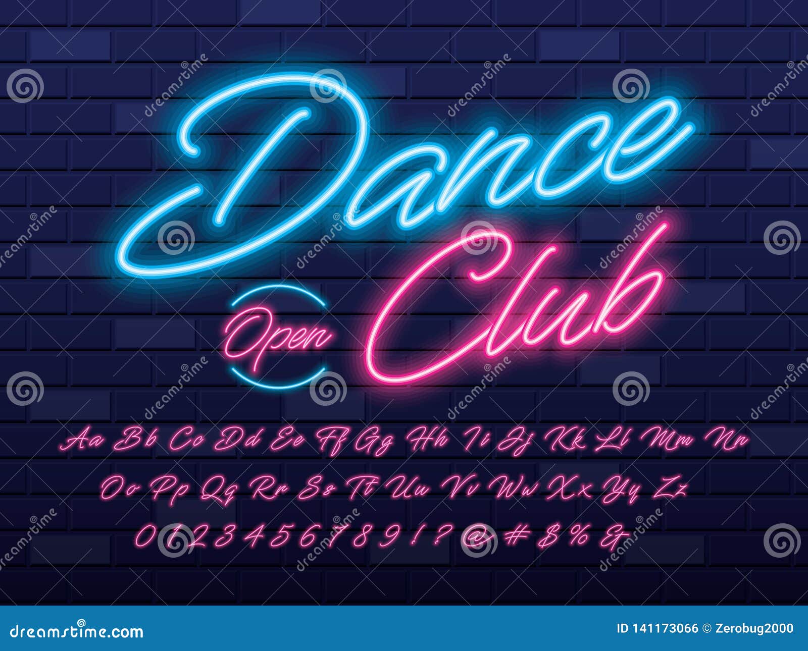 Neon pink dance party text Royalty Free Vector Image