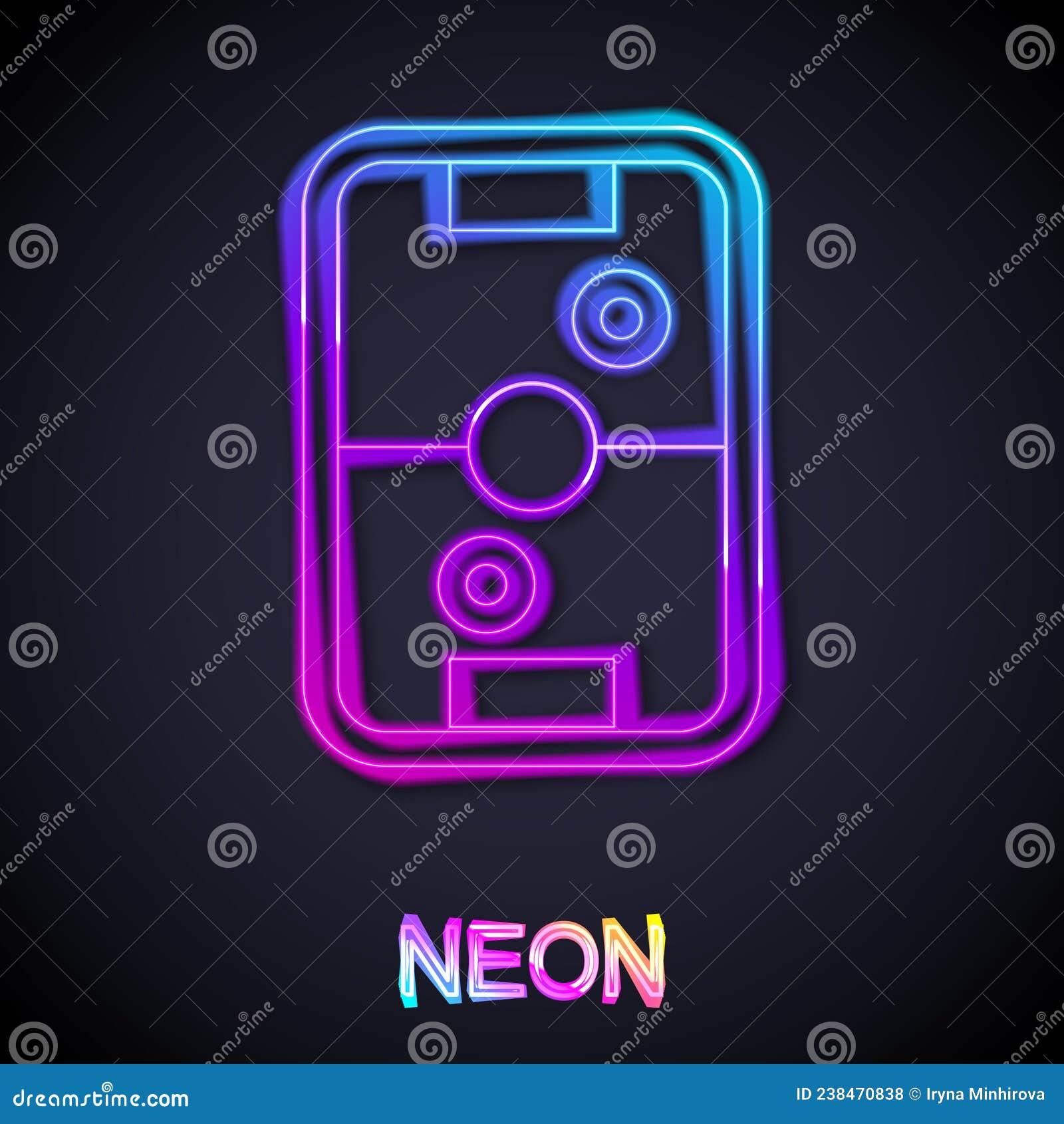 Glowing Neon Line Air Hockey Table Icon Isolated on Black Background