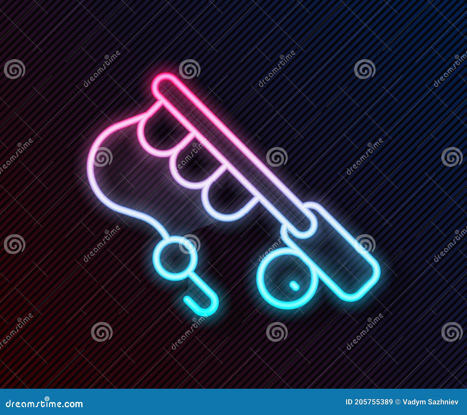 Glowing Neon Line Fishing Rod Icon Isolated on Black Background. Fishing  Equipment and Fish Farming Topics Stock Vector - Illustration of light,  design: 205755389