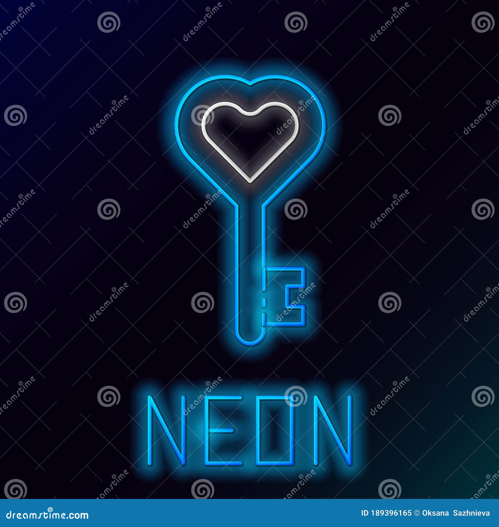 glowing neon line key in heart  icon  on black background. 8 march. international happy women day. colorful