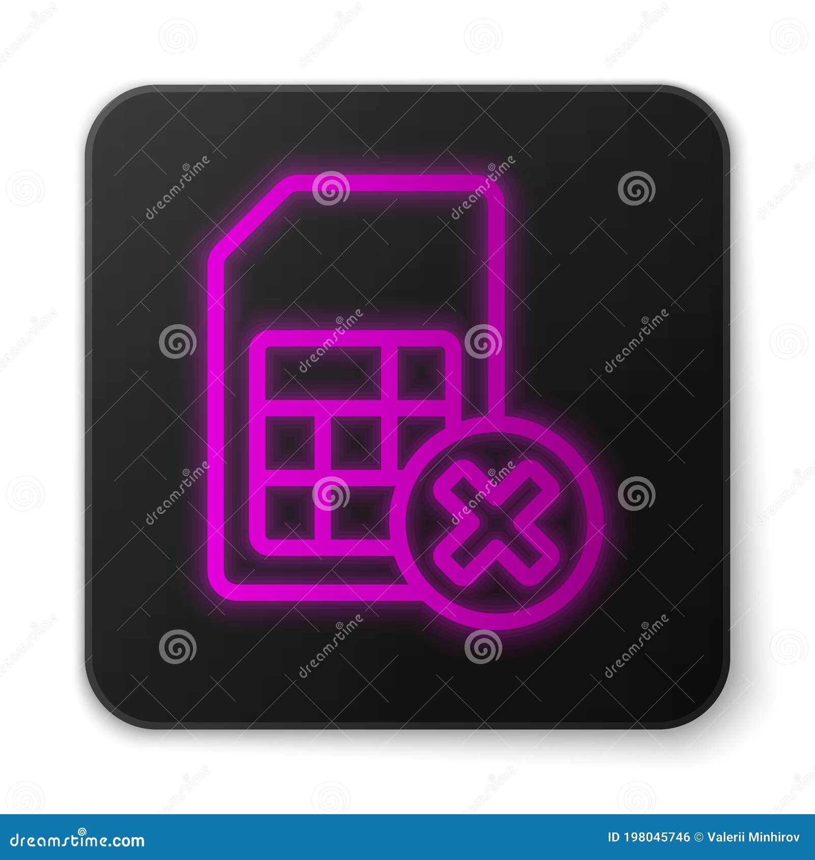 glowing neon line sim card rejected icon  on white background. mobile cellular phone sim card chip. mobile
