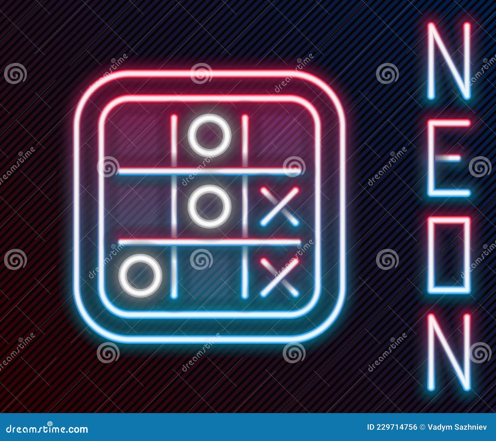 Glowing neon line tic tac toe game icon isolated Vector Image