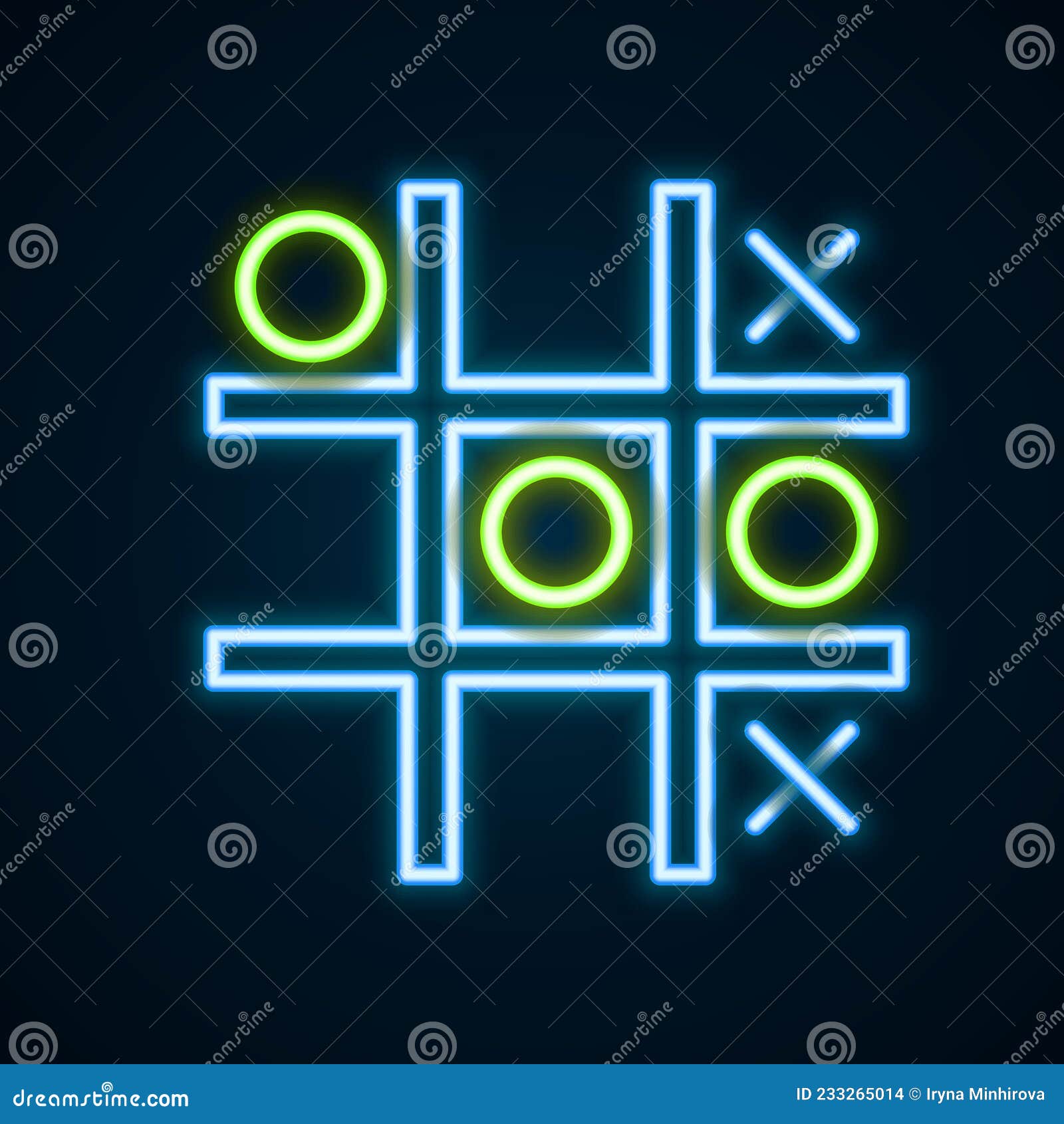 Glowing neon line tic tac toe game icon isolated Vector Image