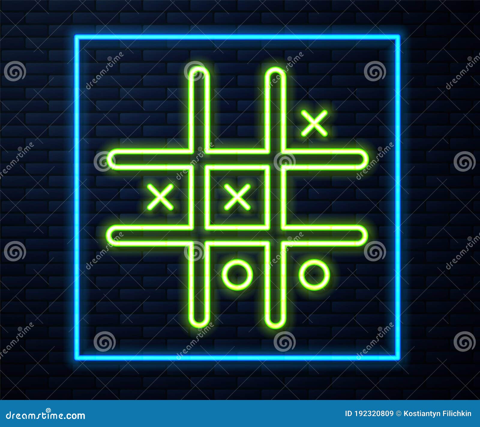 Glowing neon line tic tac toe game icon isolated Vector Image